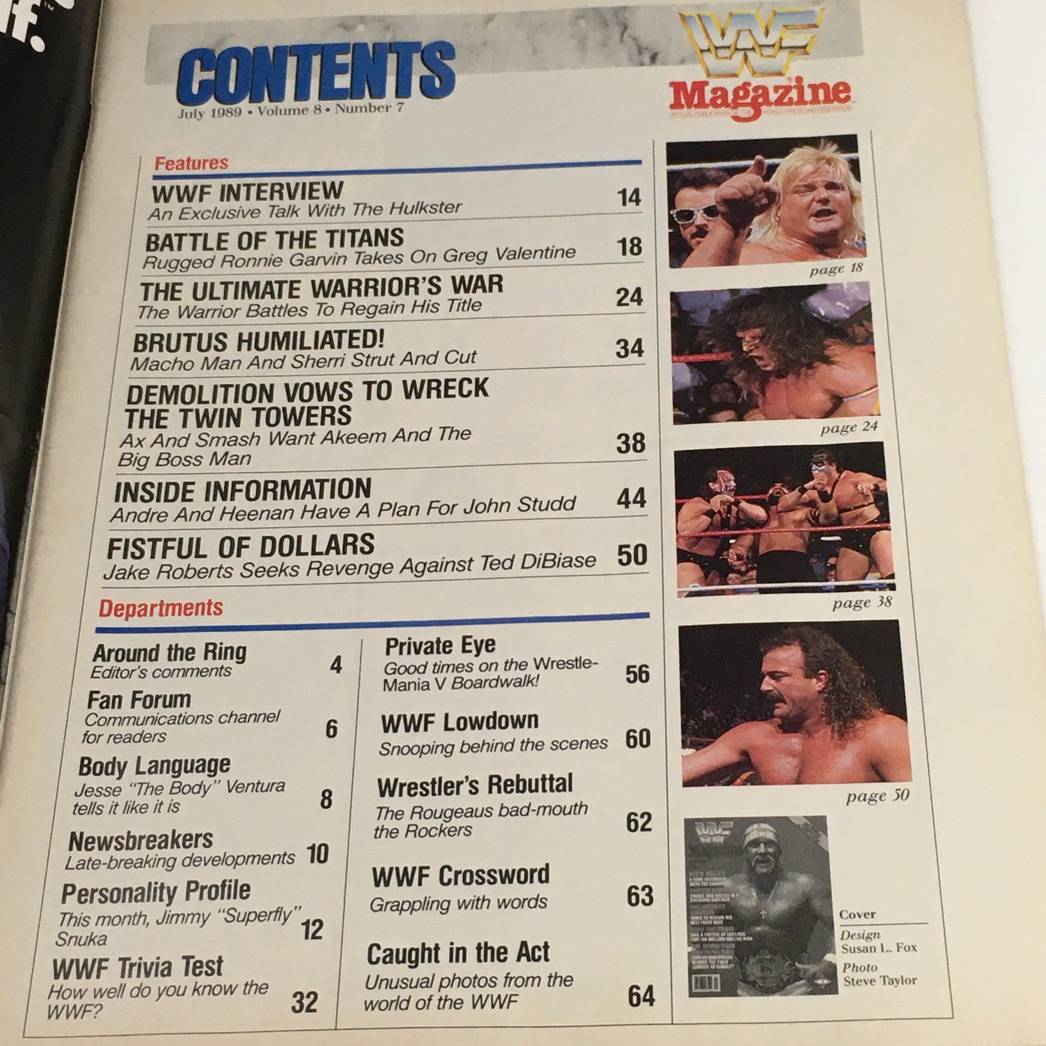 WWF Magazine July 1989 Hulk Hogan & Brutus Beefcake & Jake The Snake, No Label