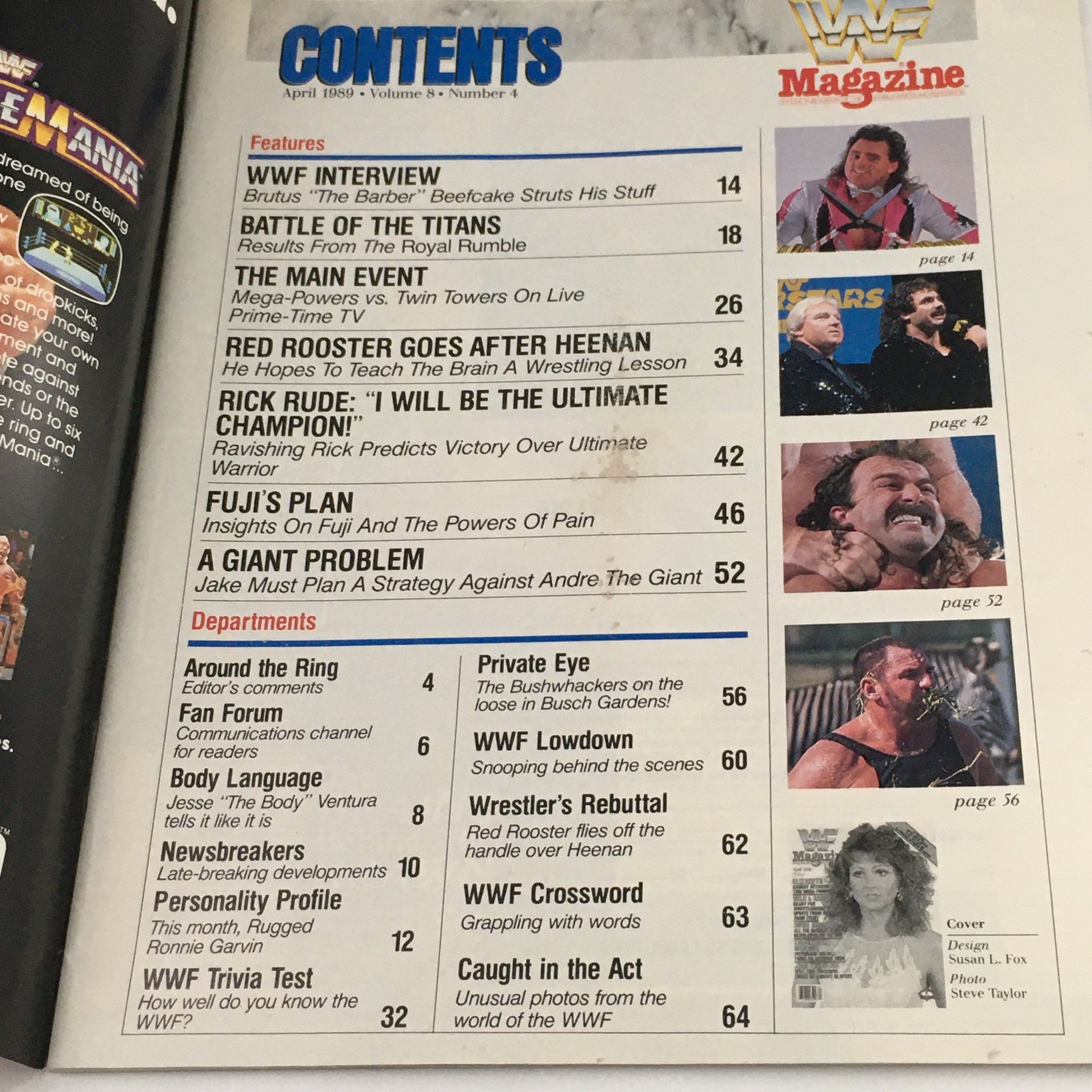 WWF Magazine April 1989 Miss Elizabeth & Hulk Hogan & Randy Savage, No Label VG