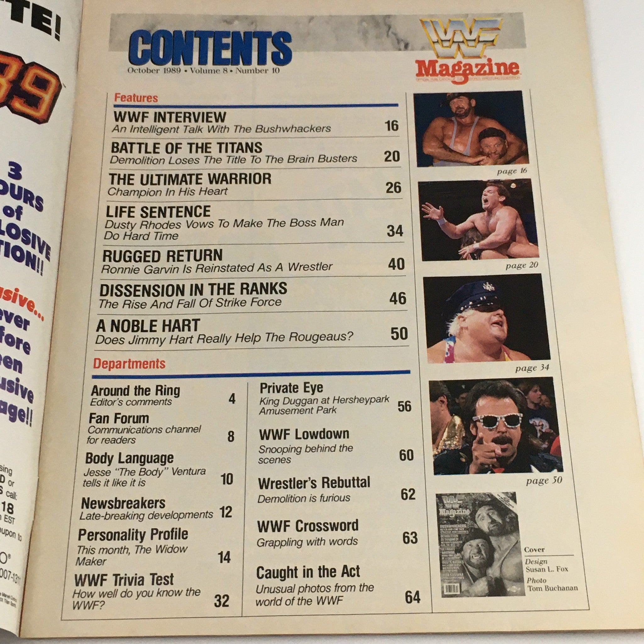 WWF Magazine October 1989 Bushwhackers Butch Miller & Luke Williams No Label VG