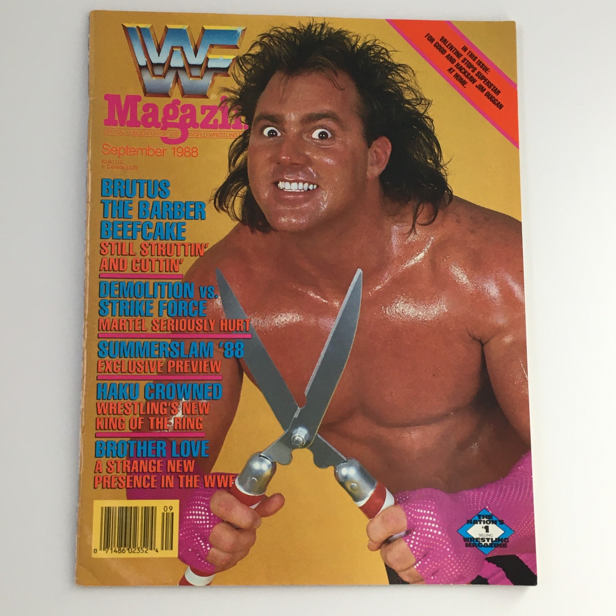 WWF Magazine September 1988 Brutus Beefcake & Jae The Snake Roberts, No Label VG