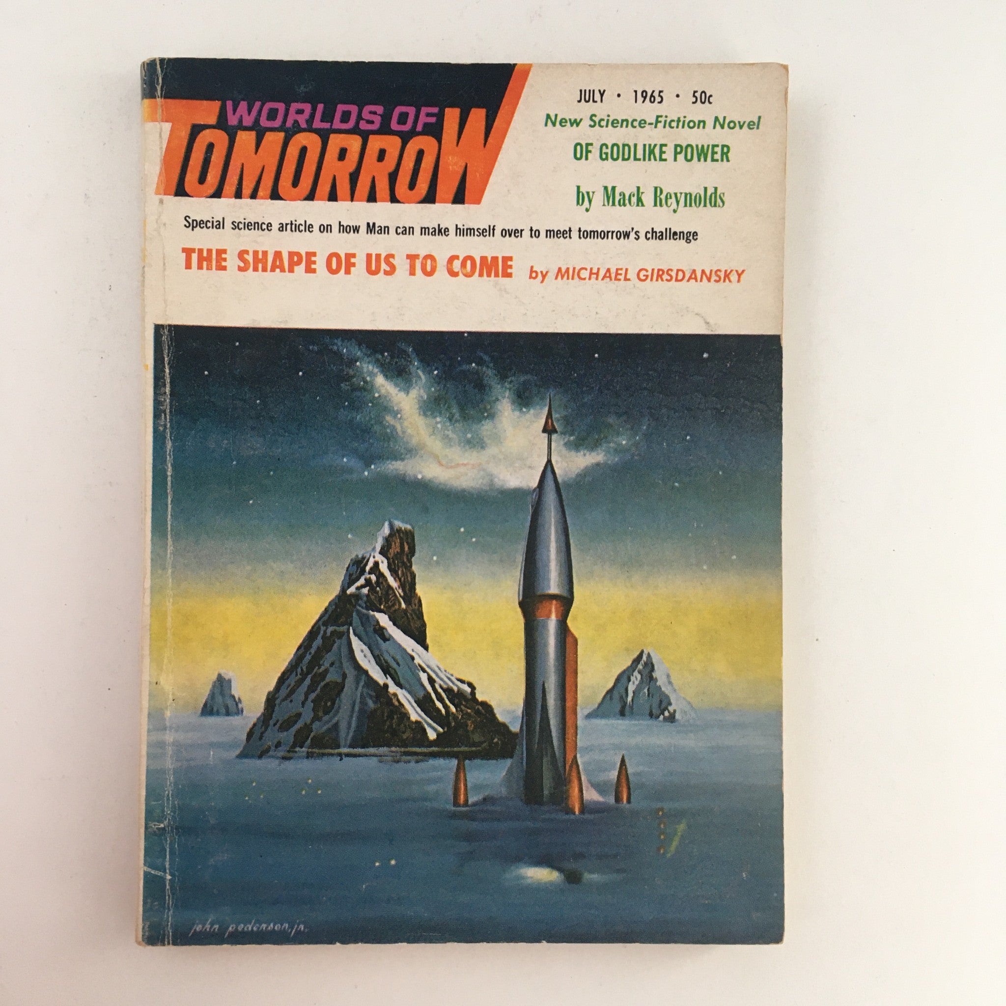 Worlds of Tomorrow Science Fiction July 1965 Of Godlike Power Novel, No Label