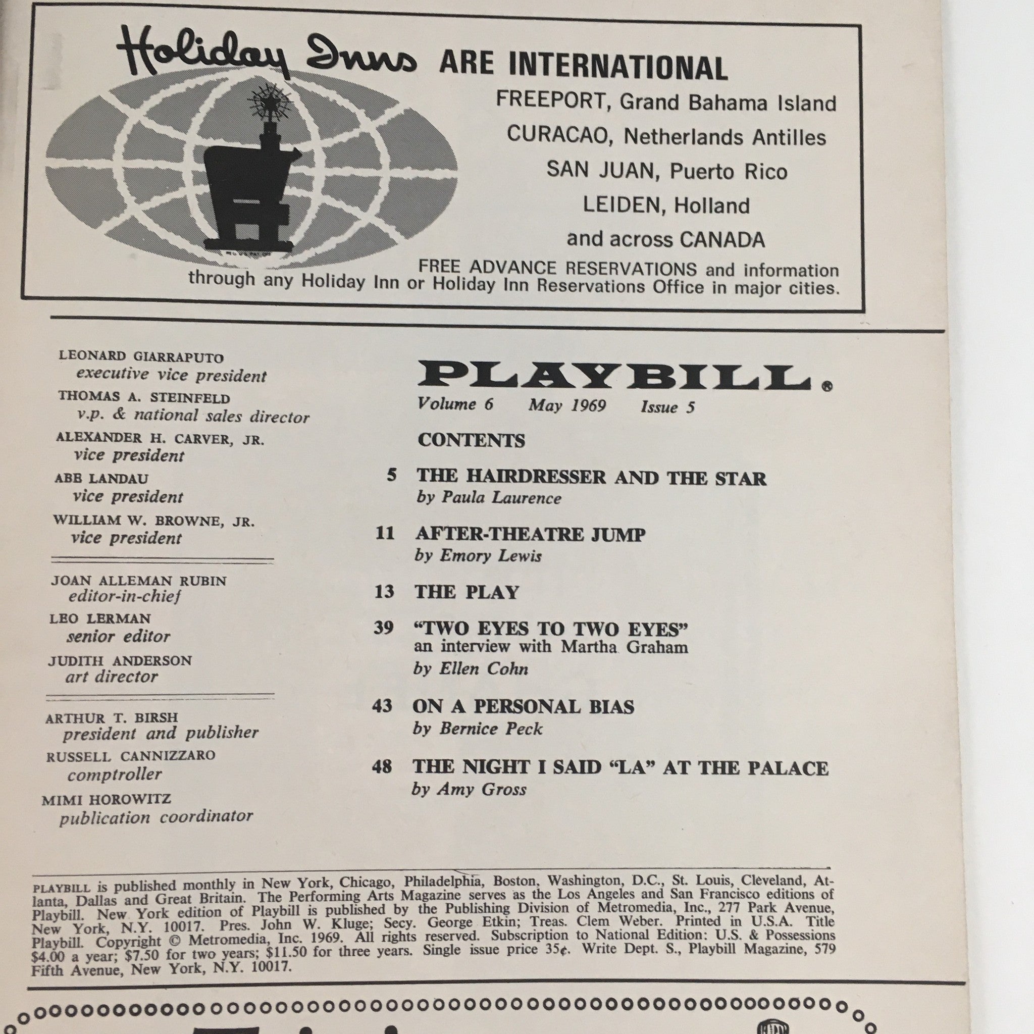 1969 Playbill Hadrian VII by Peter Dews at Helen Hayes Theatre