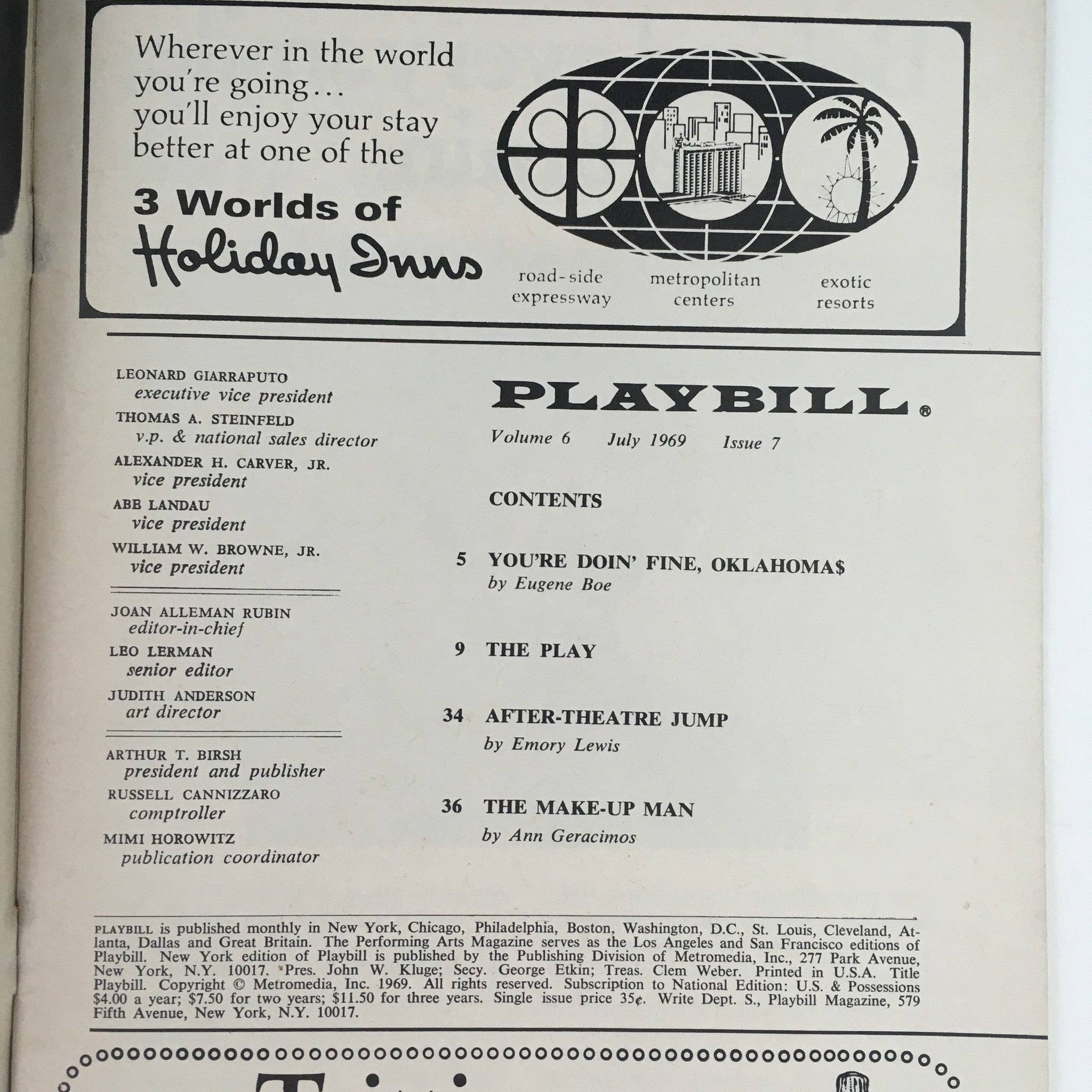 1969 Playbill The Front Page by Harold J. Kennedy at Ethel Barrymore Theatre