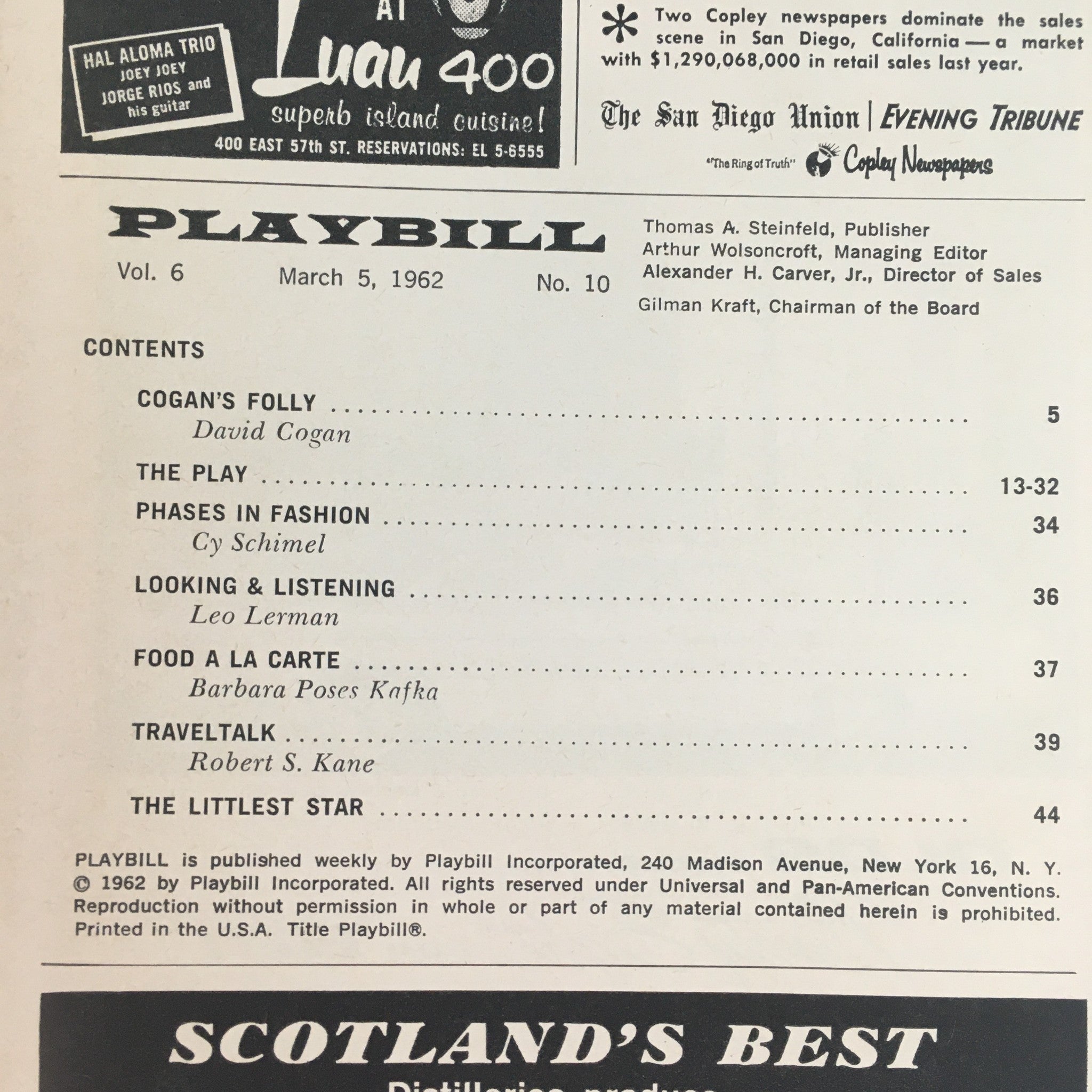 1962 Playbill The Old Vic Company Broadway at New York City Center