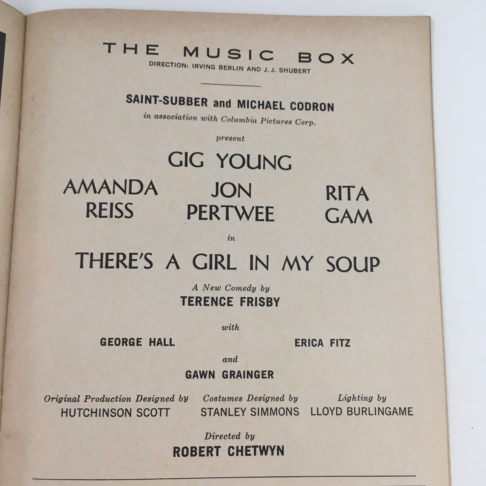 1968 Playbill There's A Girl In My Soup Broadway at The Music Box