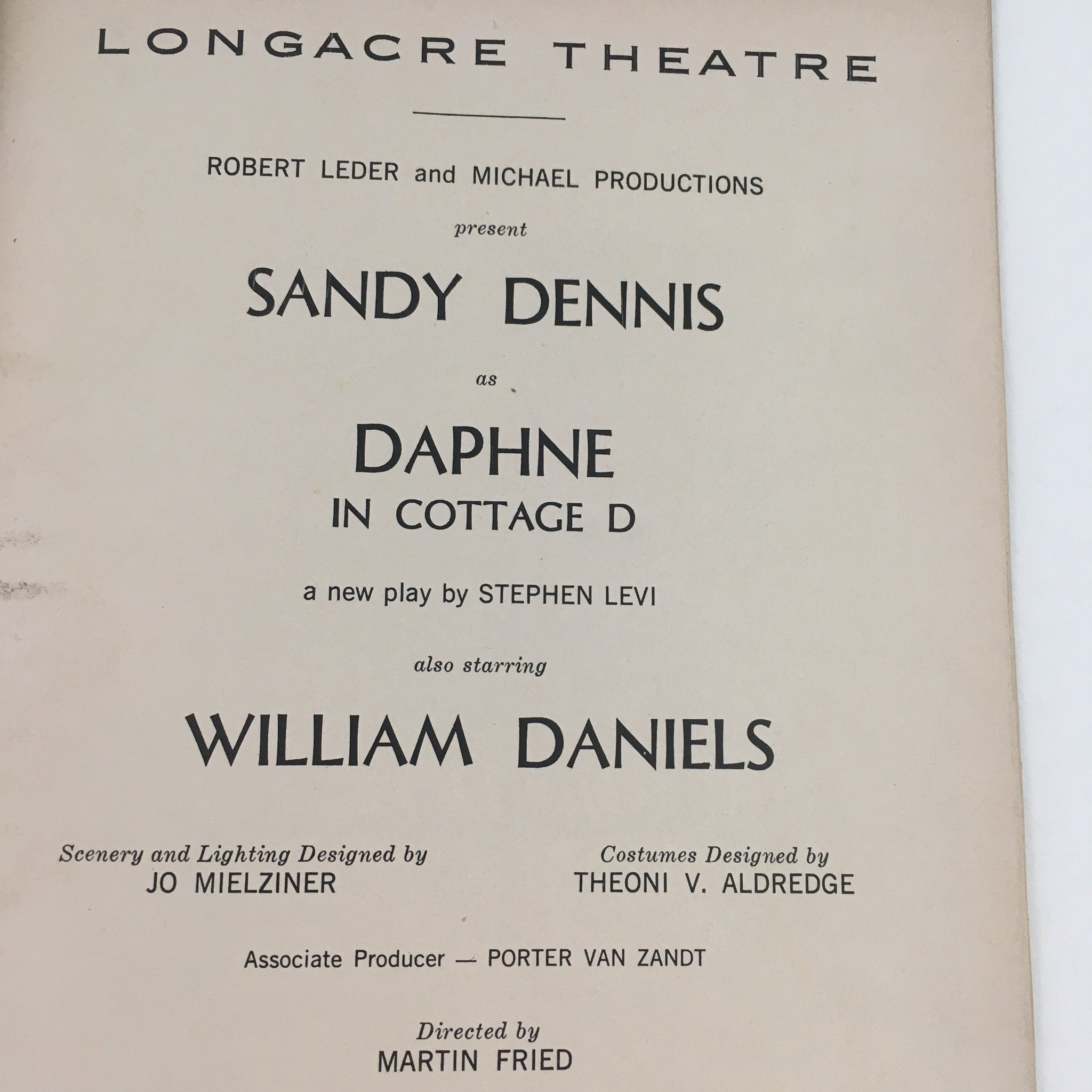 1967 Playbill Daphne In Cottage D Broadway at Longacre Theatre