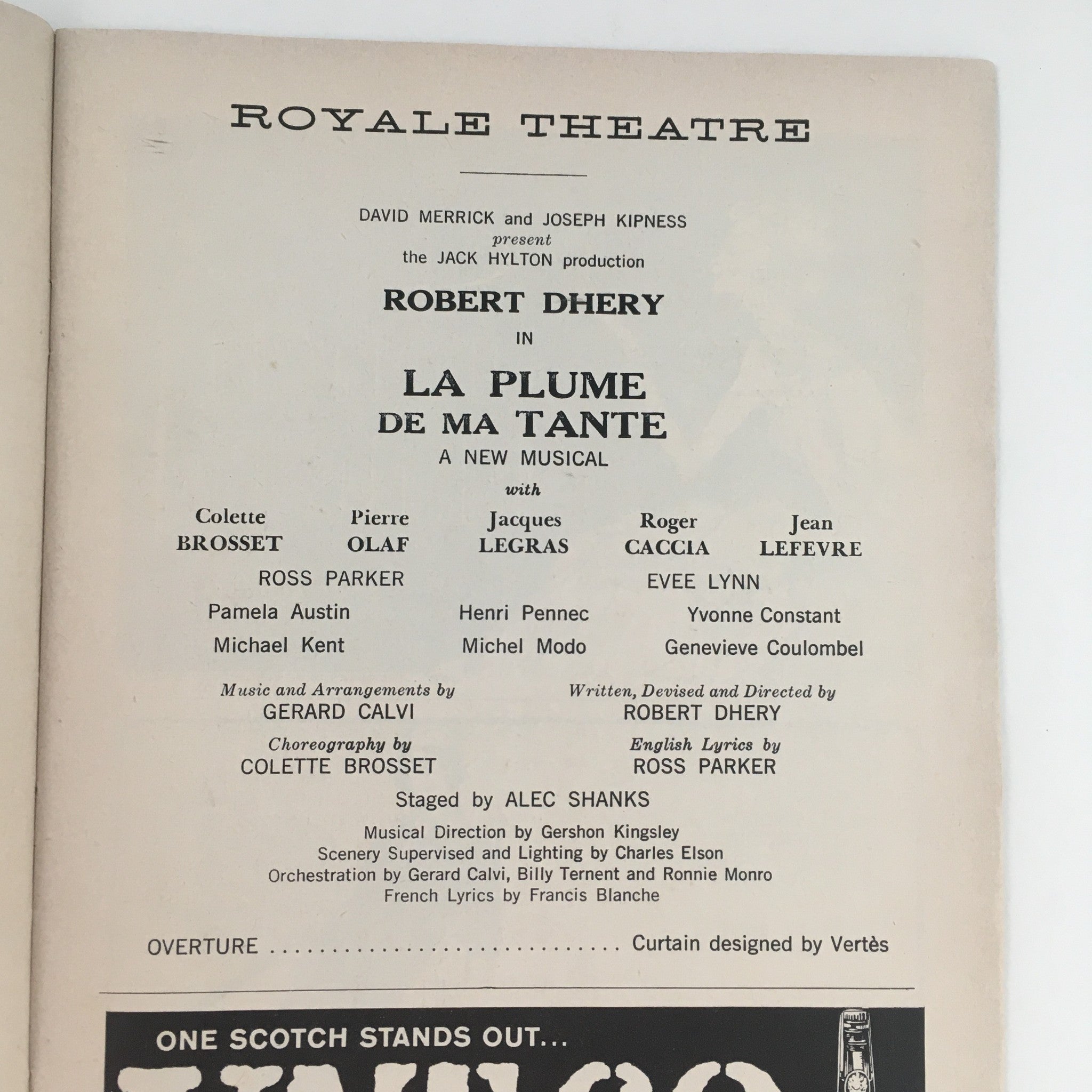 1959 Playbill La Plume De Ma Tante Broadway Musical at Royale Theatre