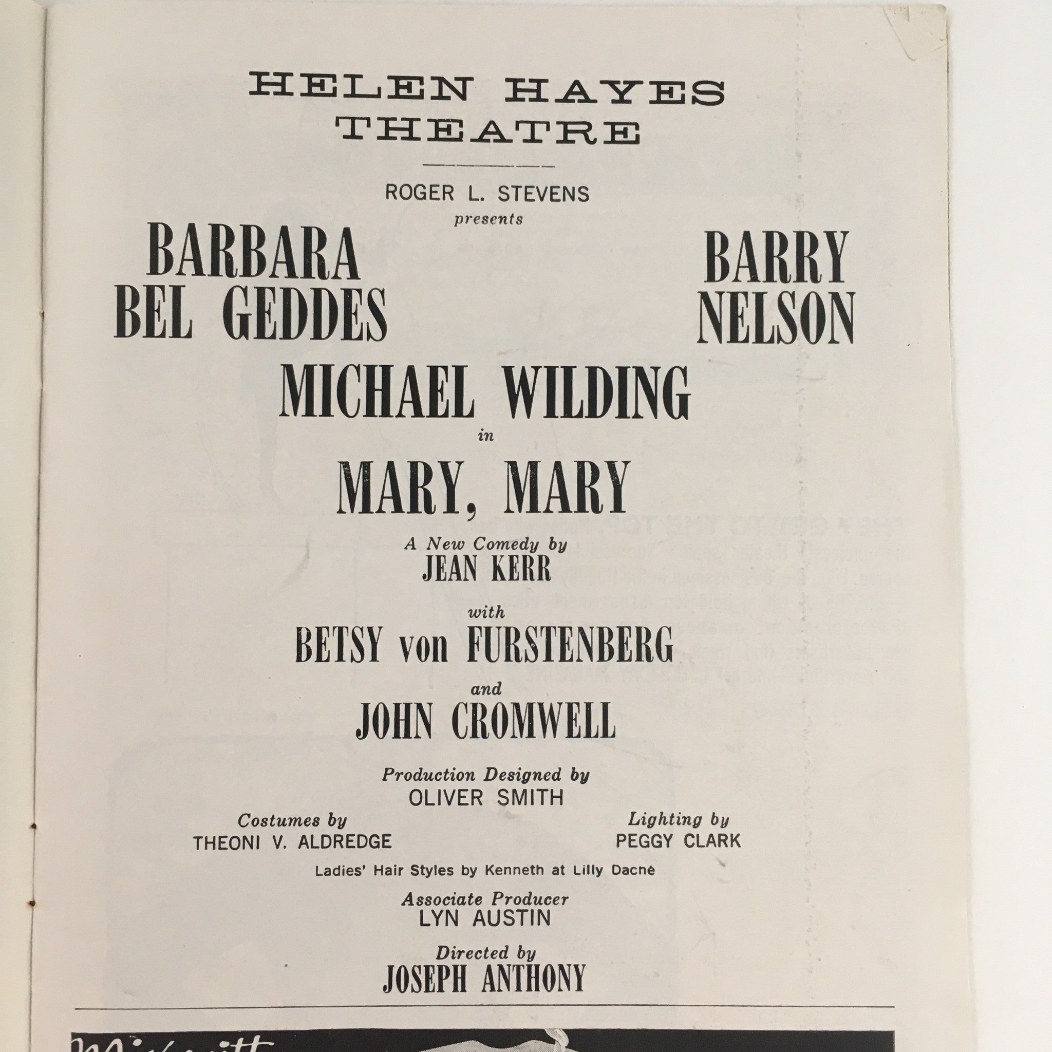 1961 Playbill Michael Wilding in Mary, Mary Broadway at Helen Hayes Theatre