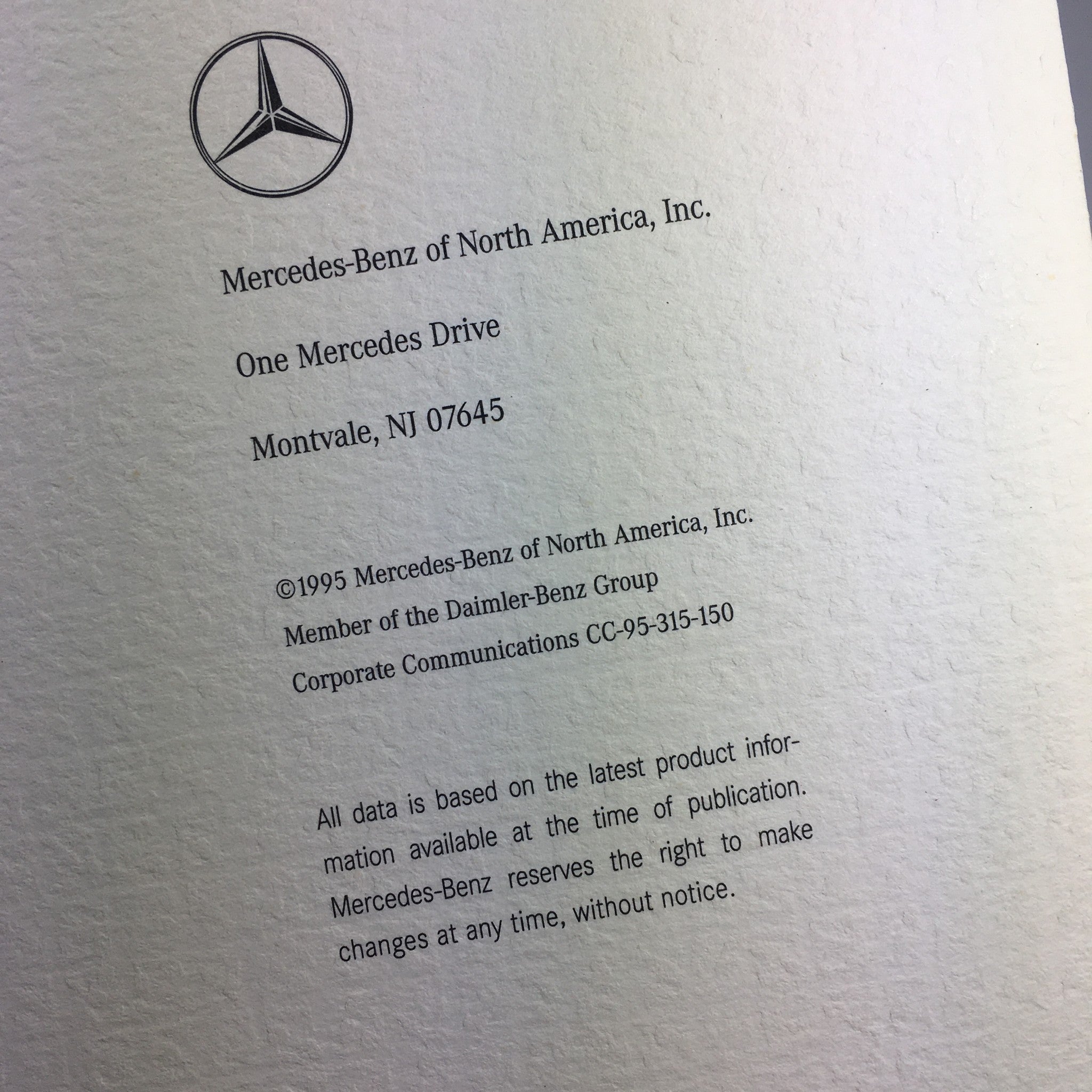 1995 Mercedes-Benz C-Class Information Dealership Car Auto Brochure Catalog