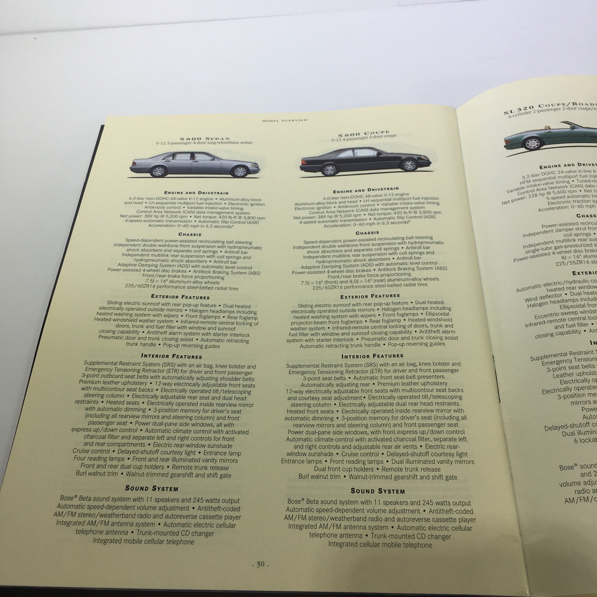 1994 Mercedes-Benz SL-Class Information Dealership Car Auto Brochure Catalog