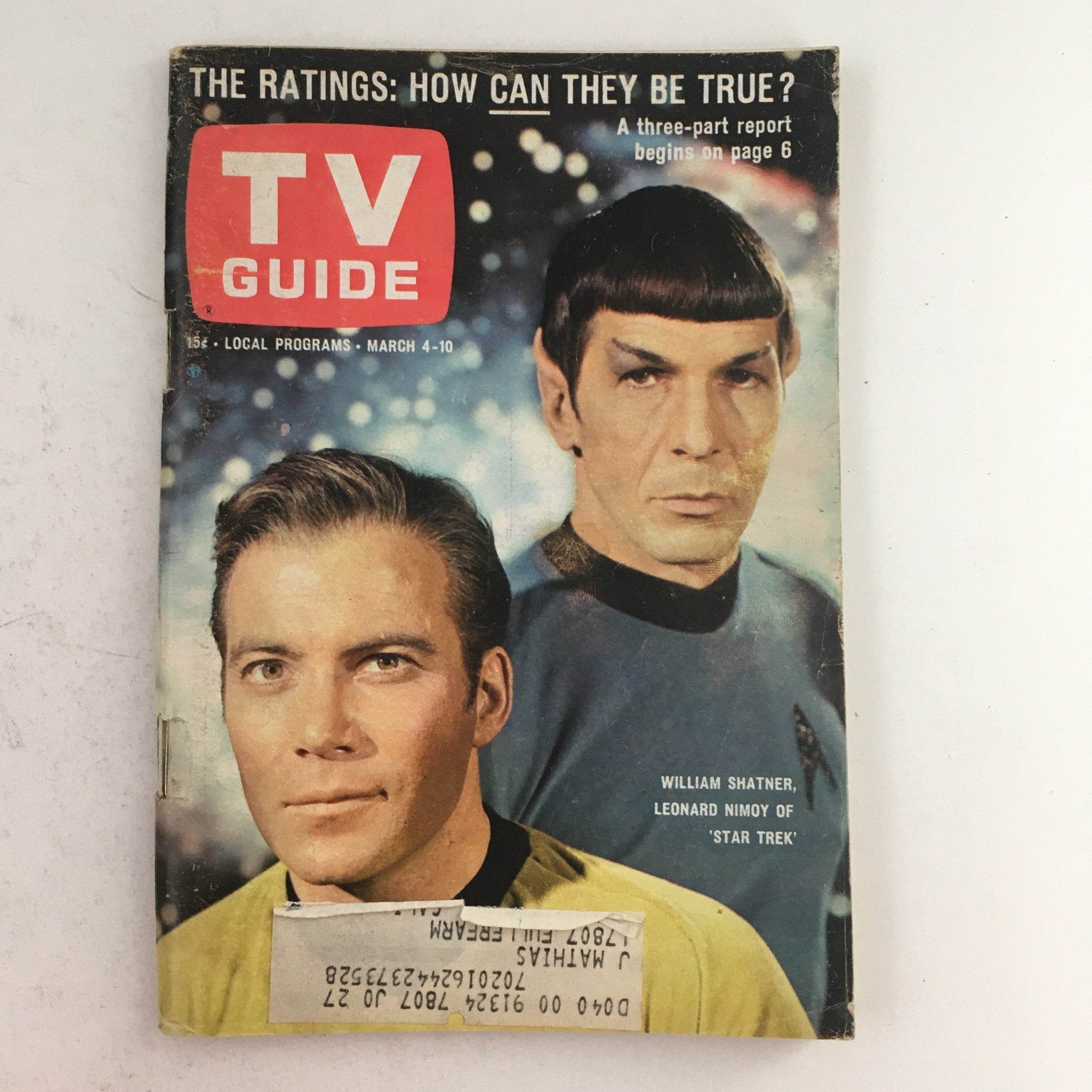 Cover of TV Guide March 4 1967, Vol 15 #9 featuring William Shatner and Leonard Nimoy, Los Angeles CA, displaying vibrant colors and promotional text for content inside.