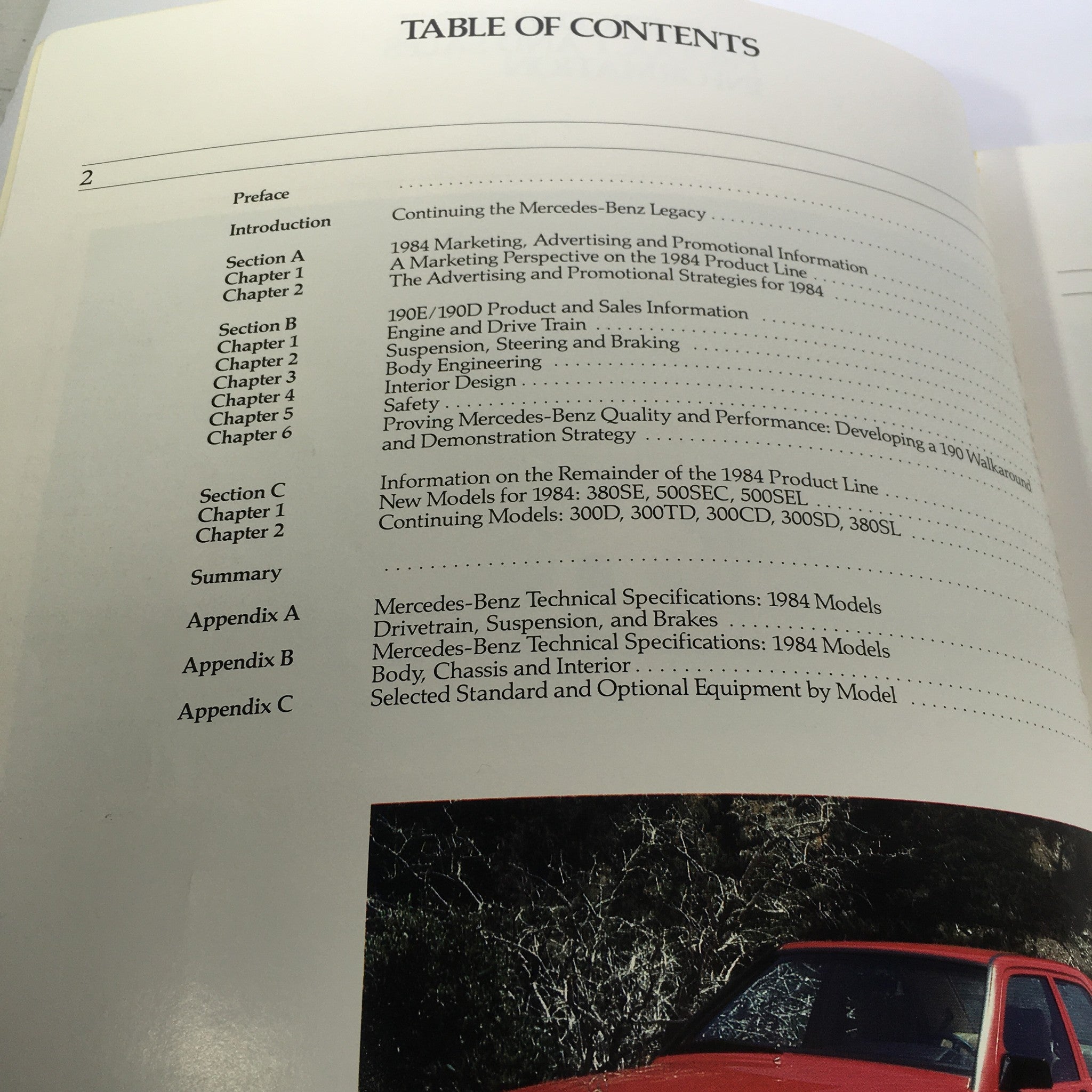 1984 Mercedes-Benz Product and Sales Information Catalog