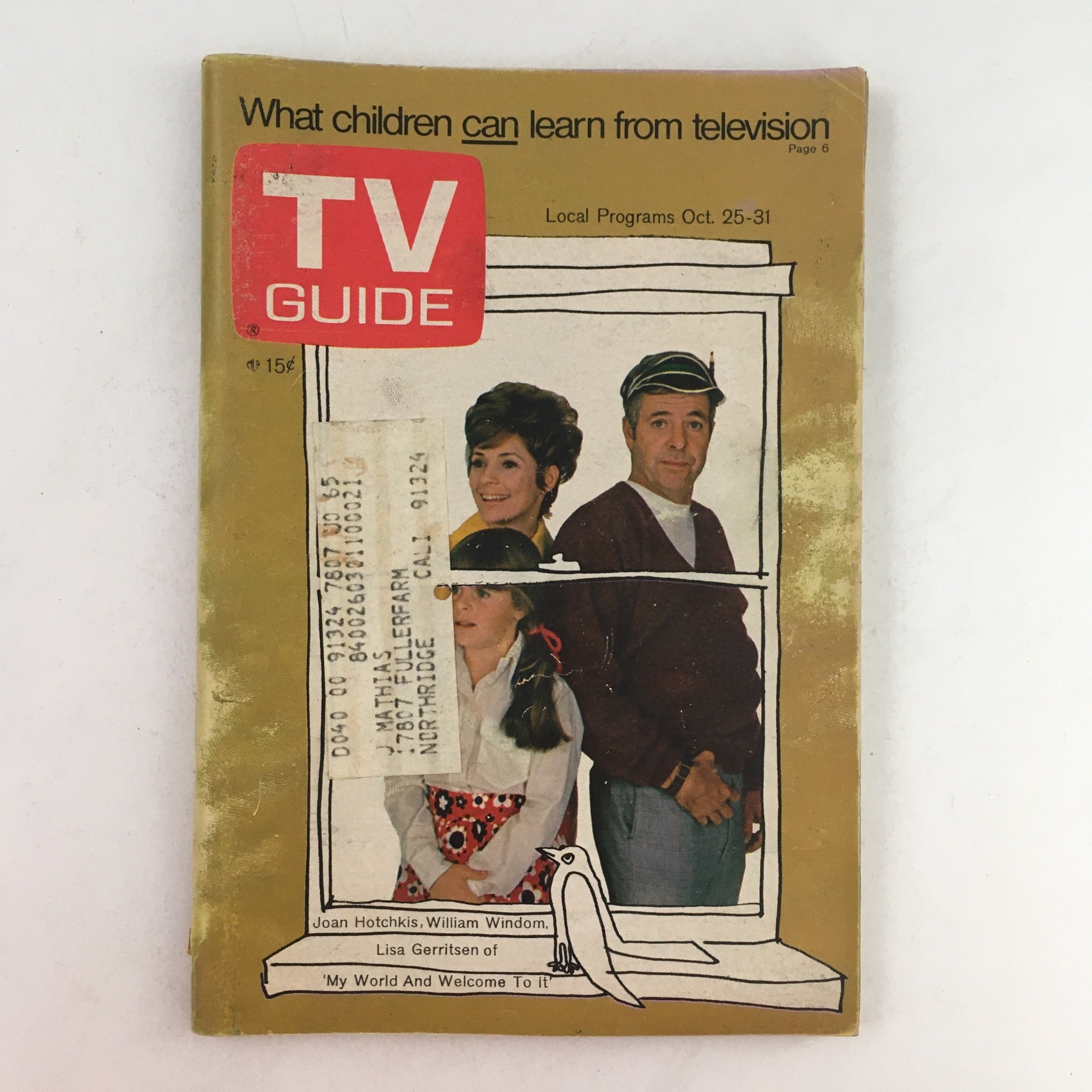 TV Guide October 25 1969 #865 Lisa Gerritsen & Joan Hotchkis, Los Angeles CA