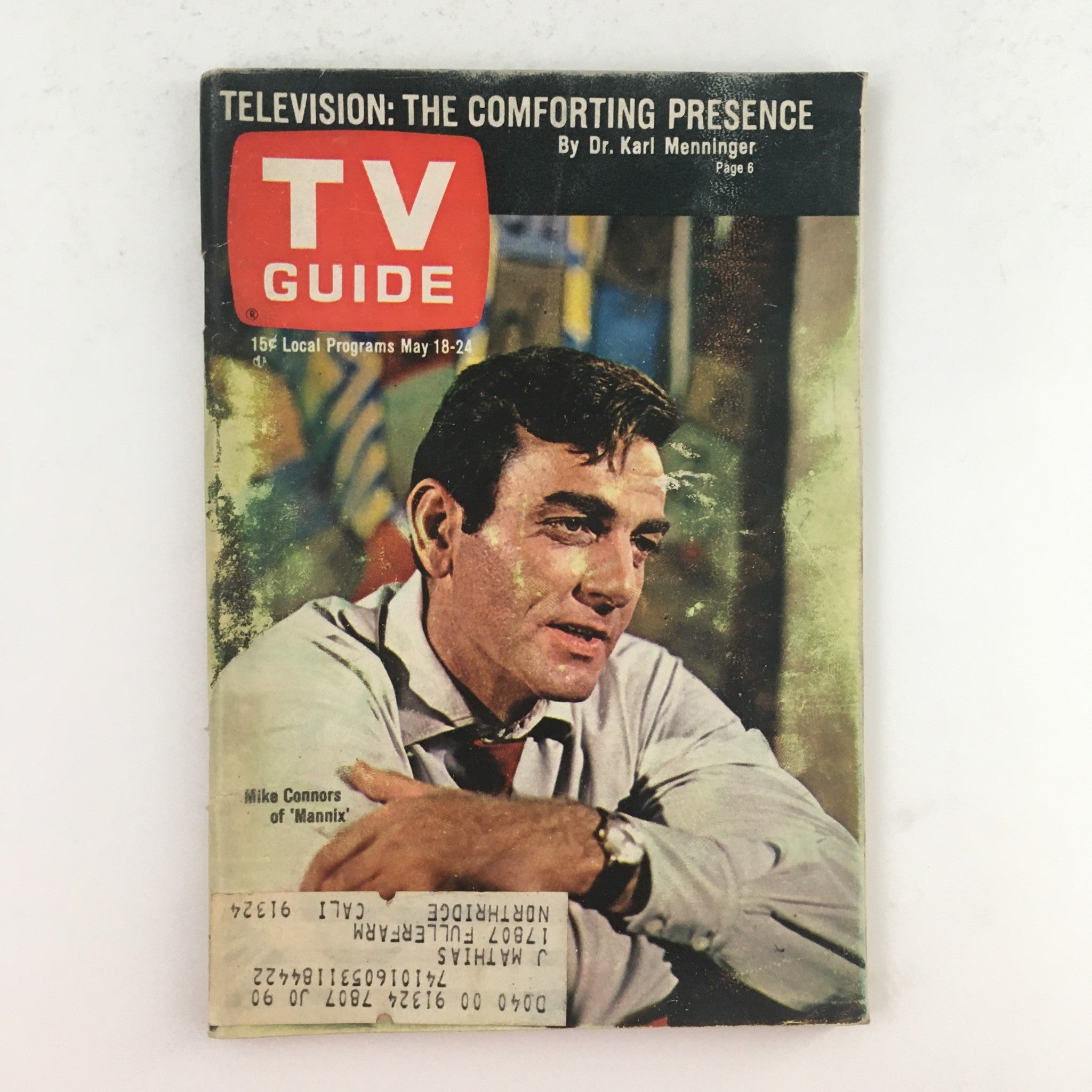 TV Guide May 18 1968 #790 Mike Connors of 'Mannix', Los Angeles CA