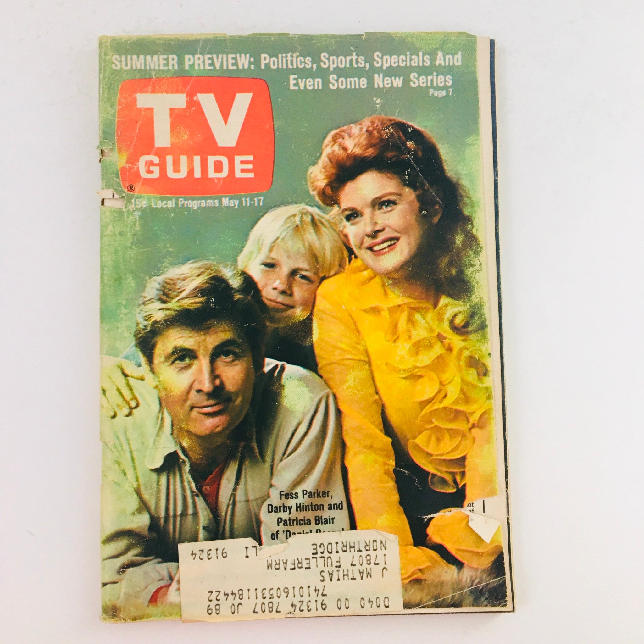 TV Guide May 11 1968 Vol 16 #19 Fess Parker & Darby Hinton, Los Angeles CA