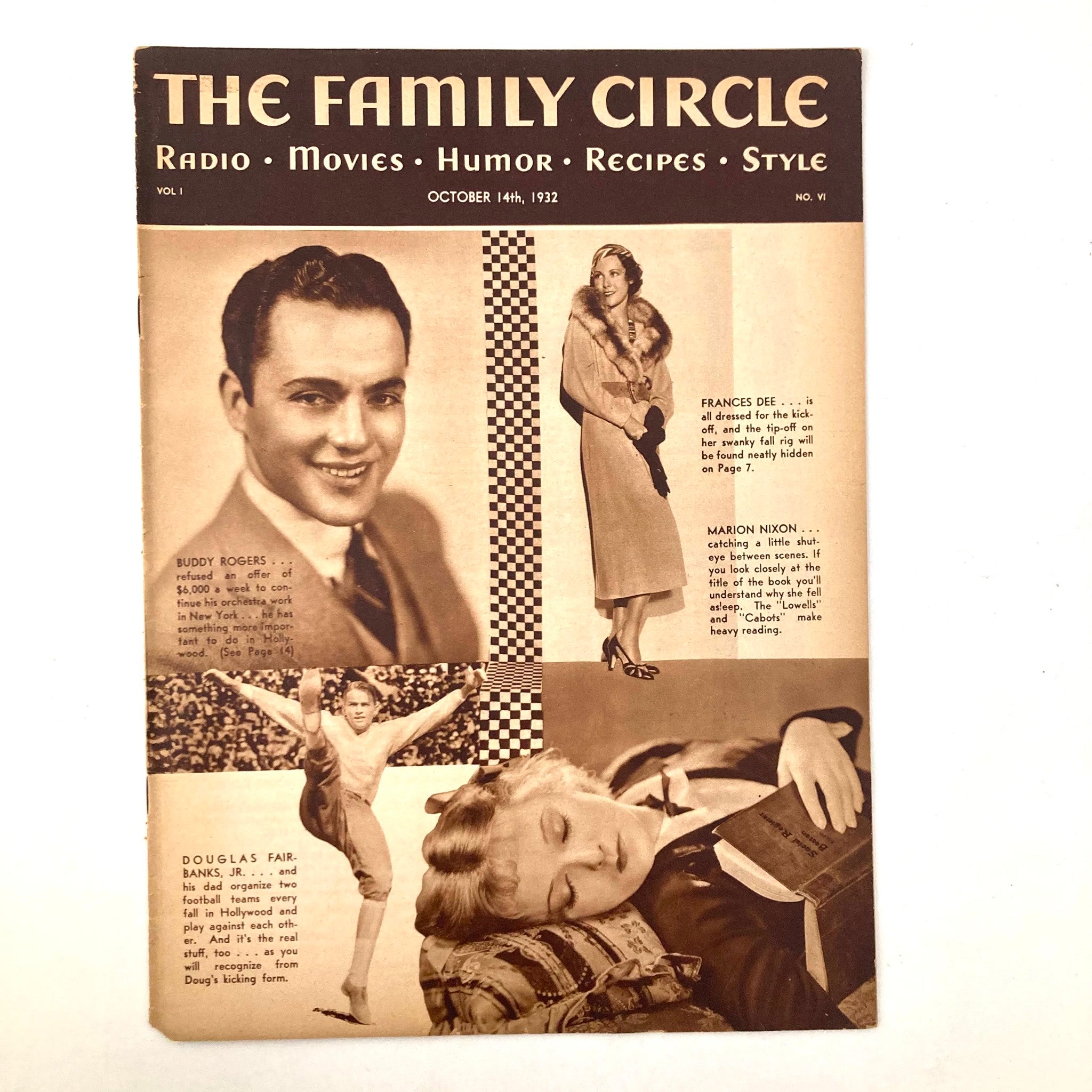 VTG The Family Circle Magazine October 14 1932 Frances Dee Buddy Rogers No Label