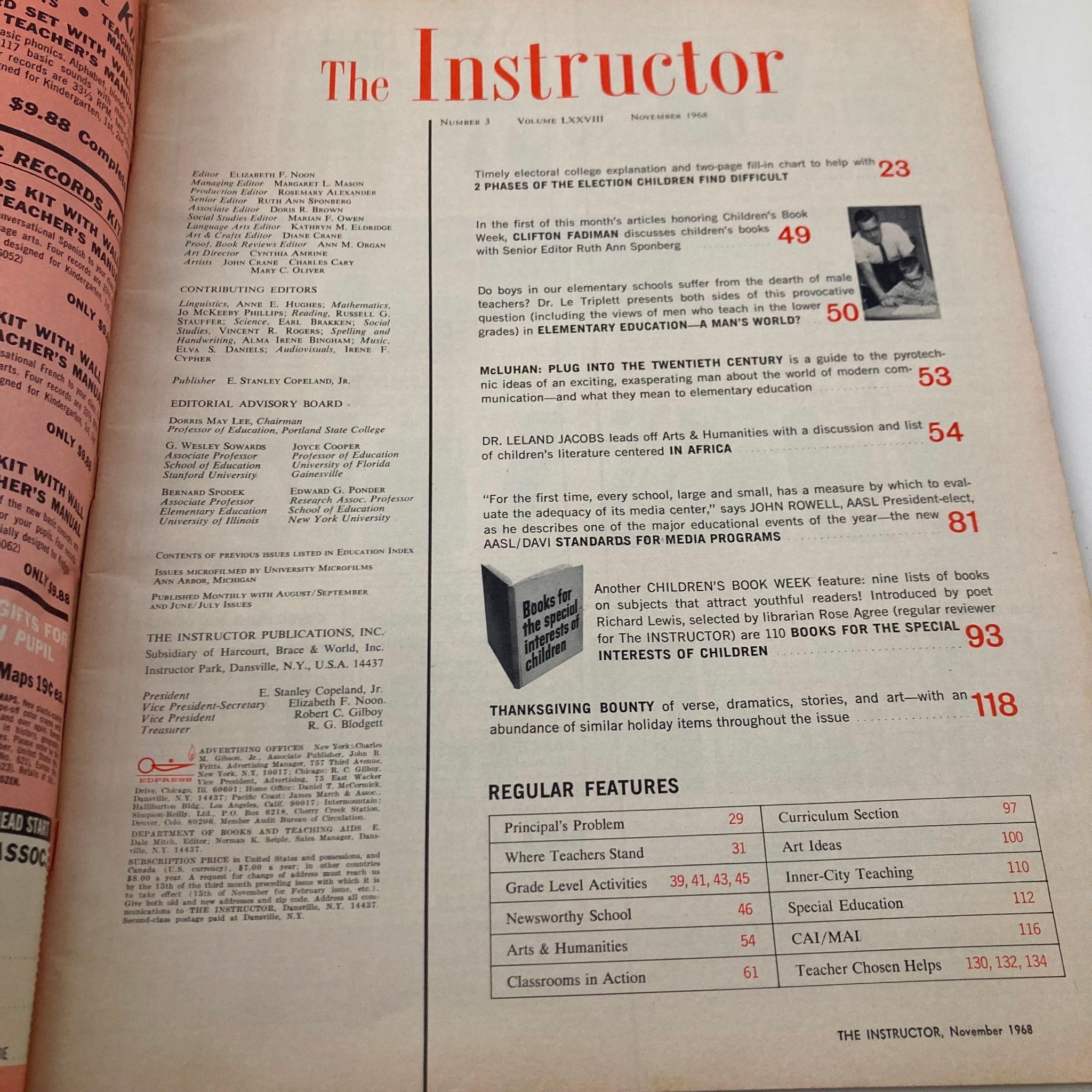 VTG The Instructor Magazine November 1968 Toccata Et Fugue No Label