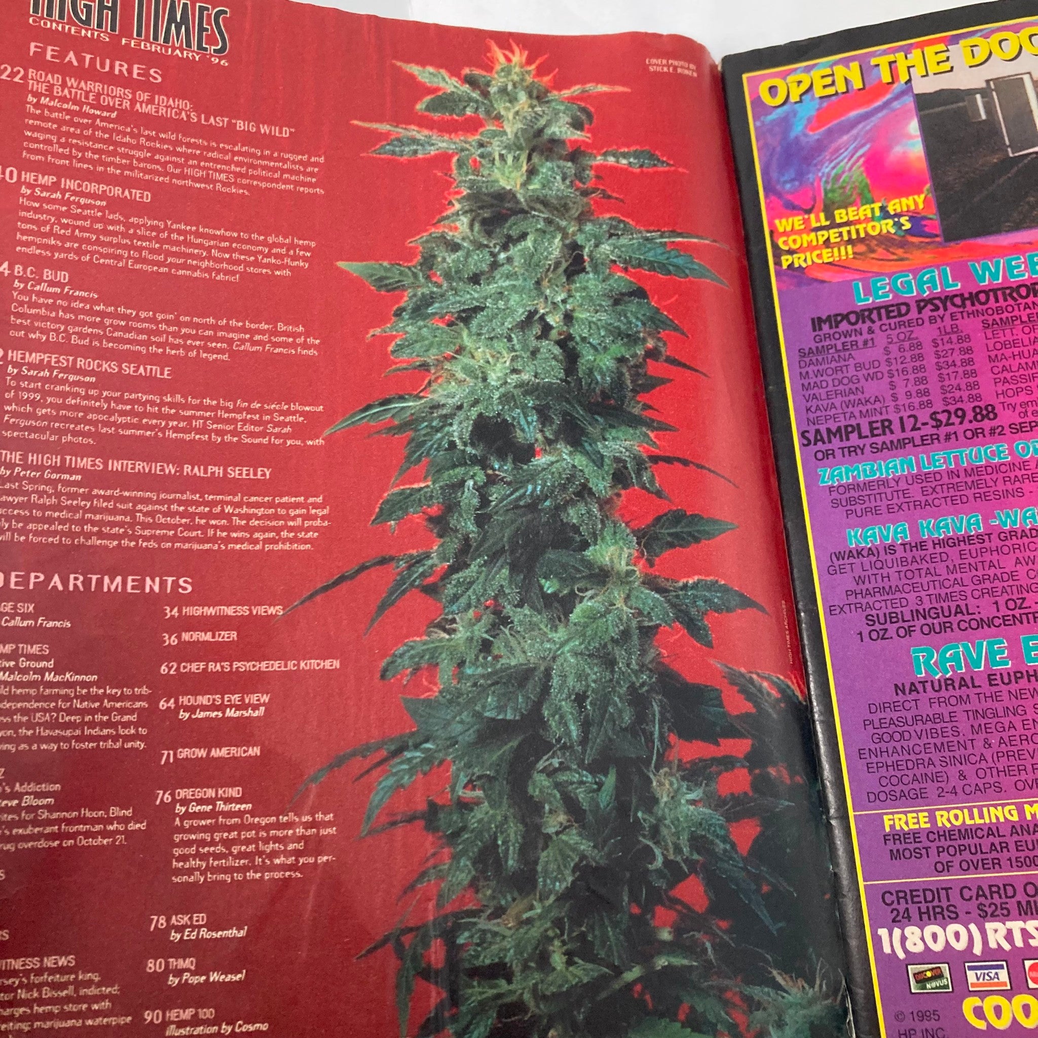 High Times Magazine February 1996 Canadian Kind The Legendary B.C. Bud No Label