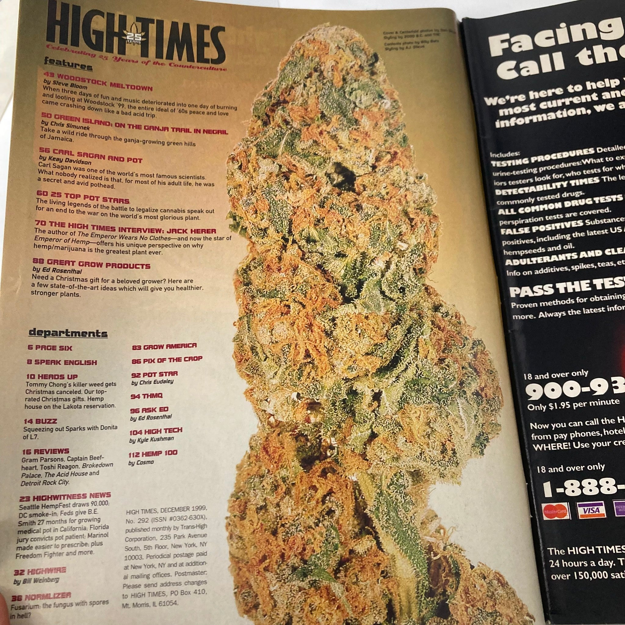 High Times Magazine December 1999 #292 Tommy Chong's Pipes & Bongs No Label