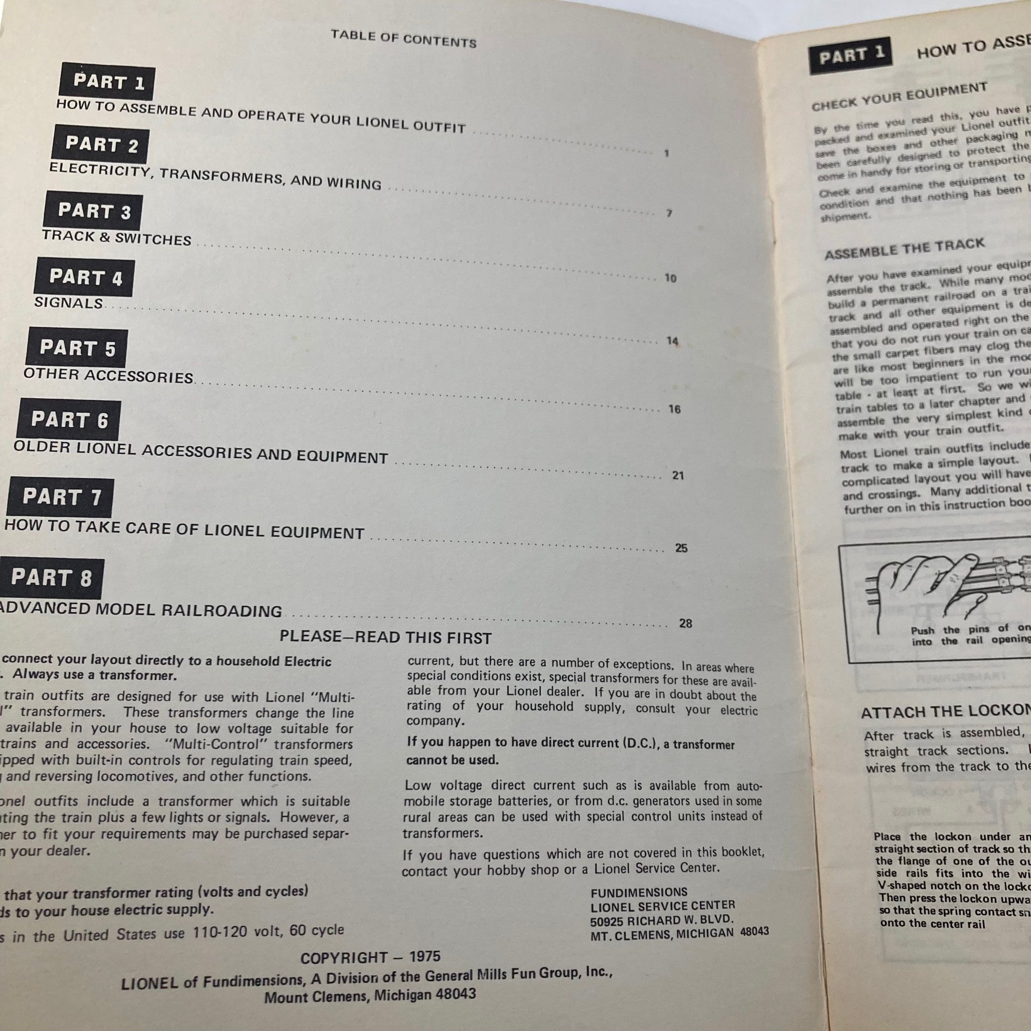 1975 Lionel Train Manual and Accessory 0/027 Catalog