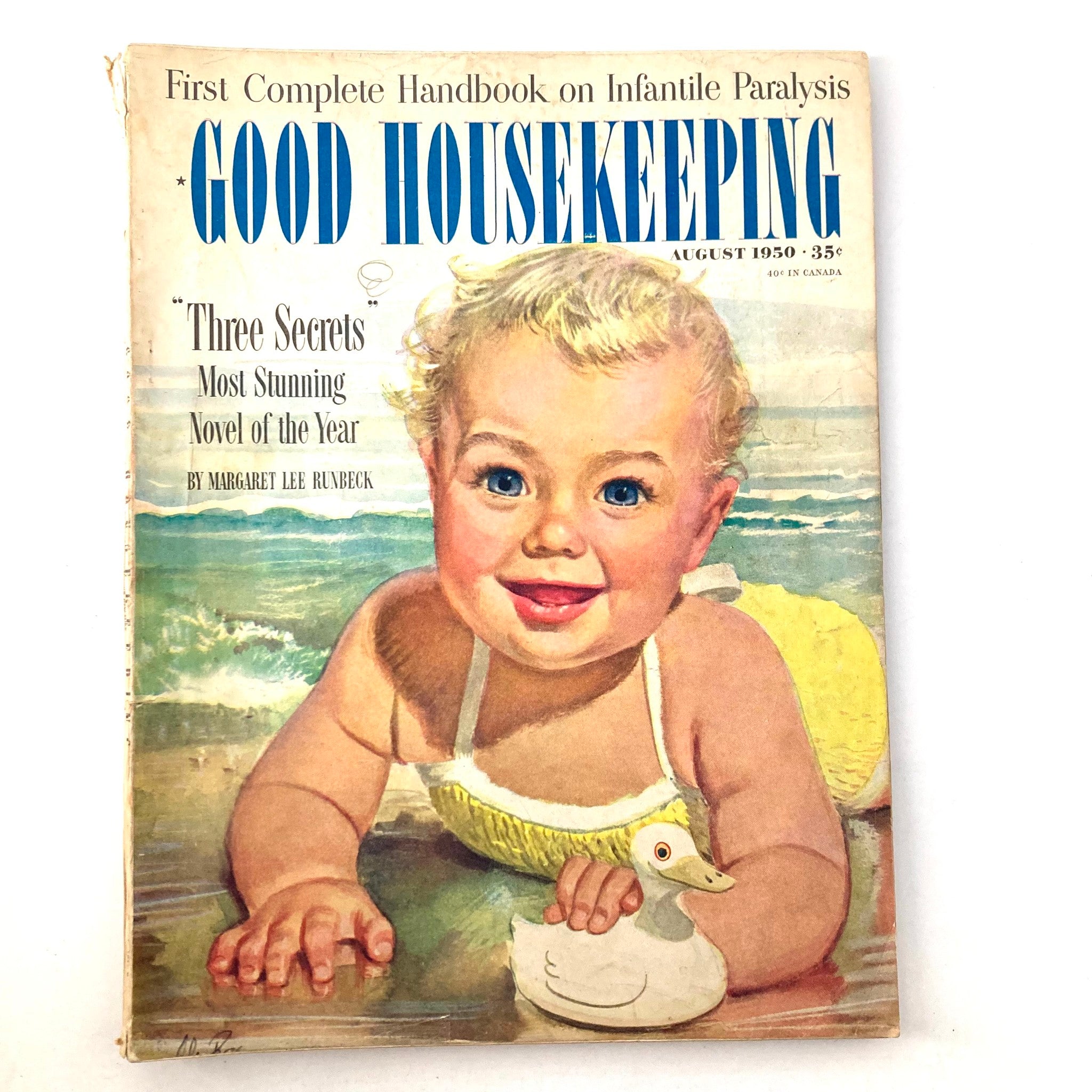 VTG Good Housekeeping Magazine August 1950 Three Secrets Novel No Label