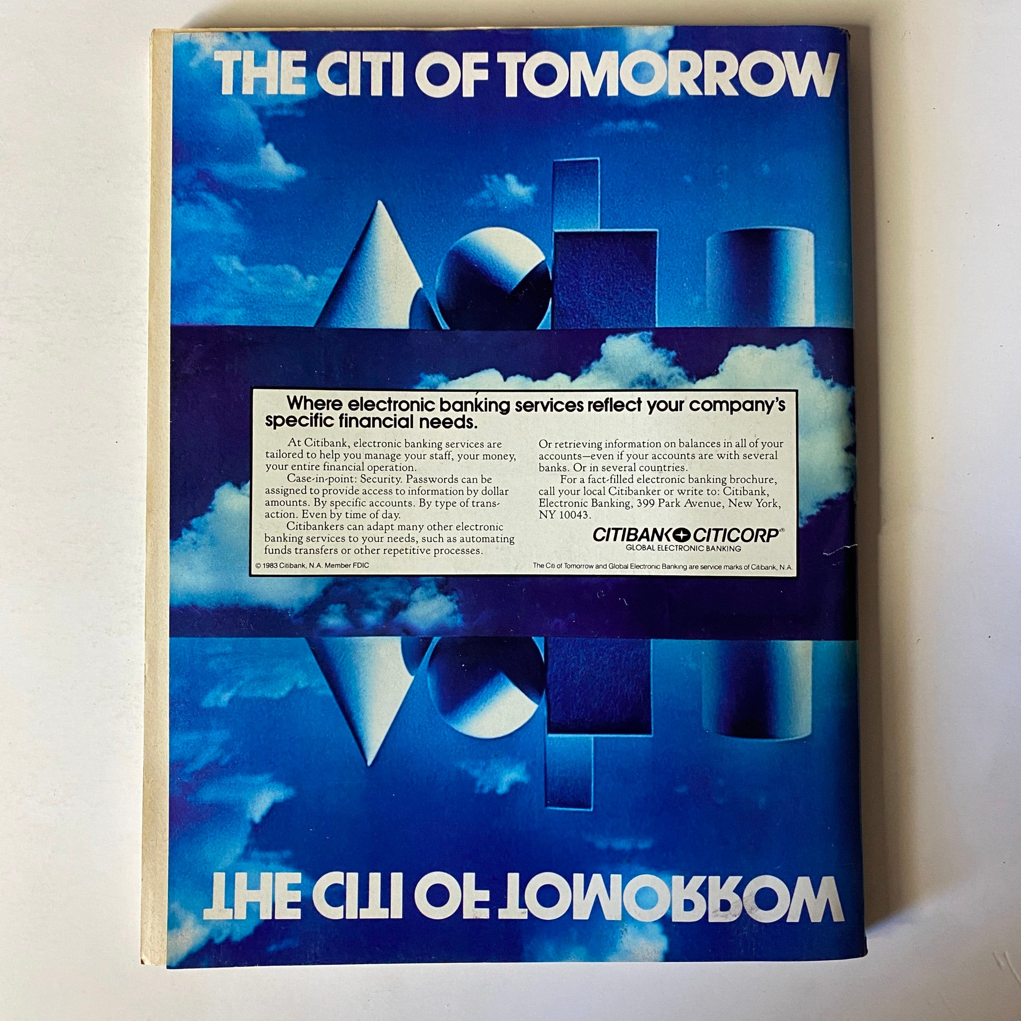Back cover of Forbes Magazine November 7, 1983 featuring an advertisement for Citibank's electronic banking services.