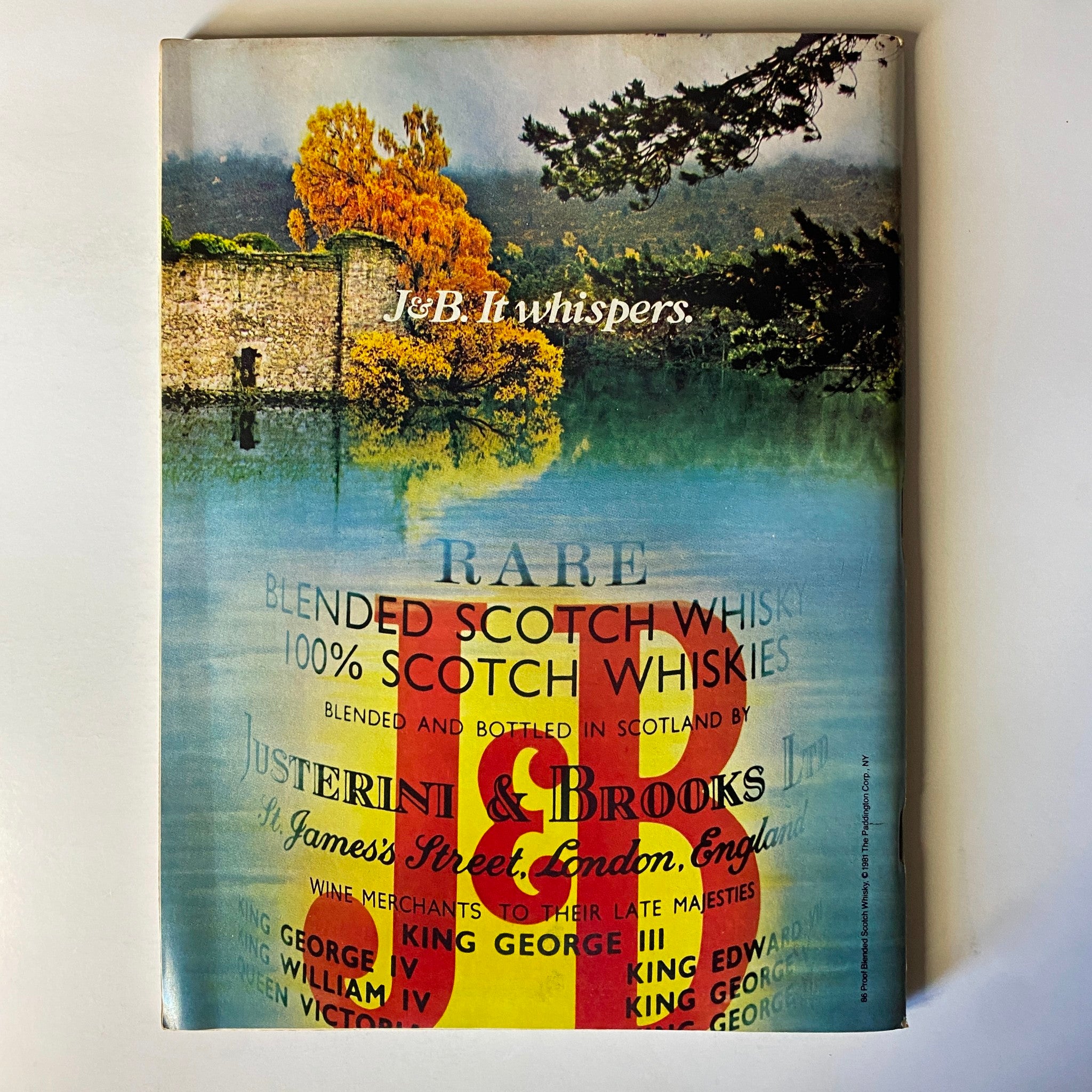 Forbes Magazine April 11, 1983 - Back cover featuring an advertisement for J&B Scotch Whisky, merging visuals of nature with branding.