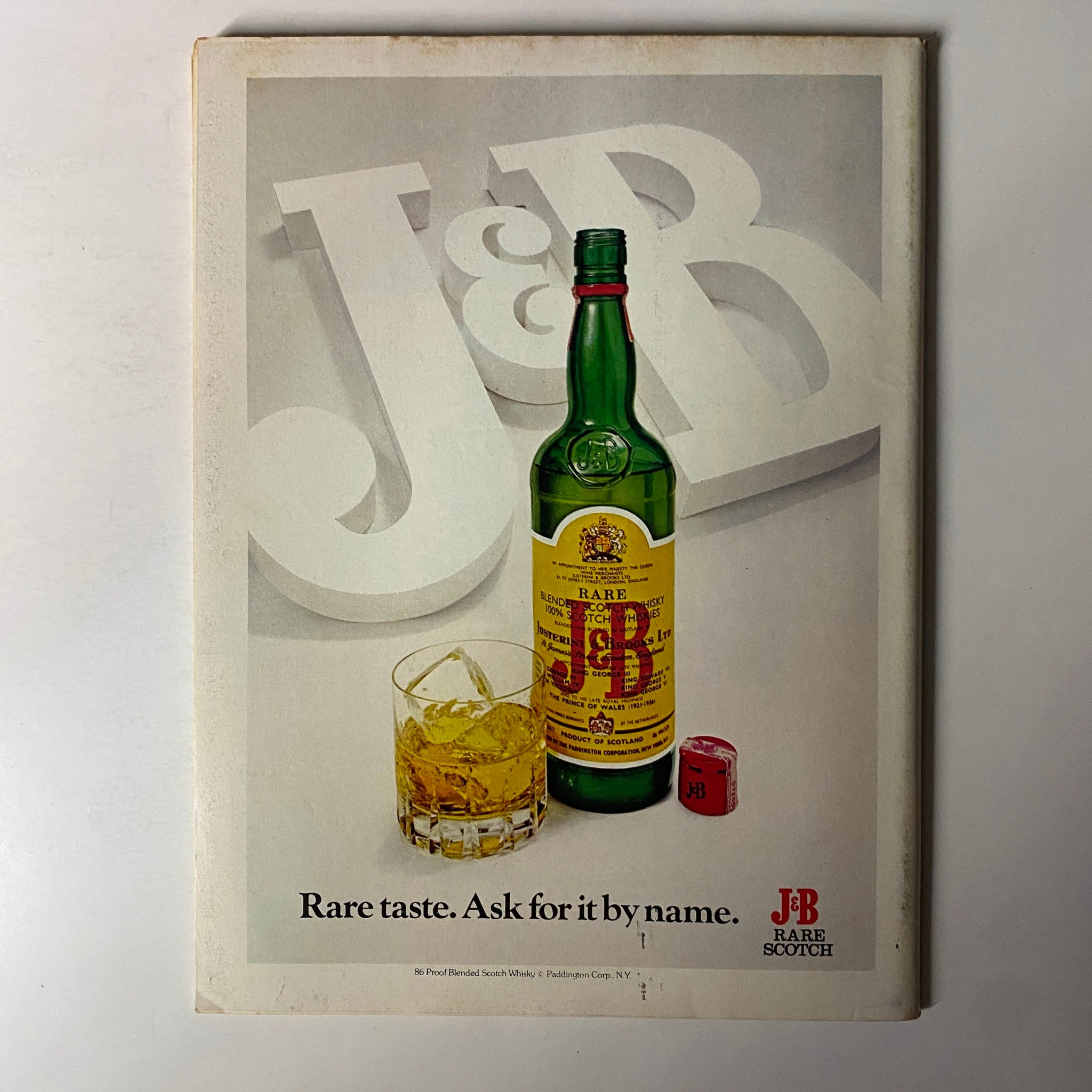 Back cover of Forbes Magazine, April 14, 1980, displaying an advertisement for J&B Rare Scotch.