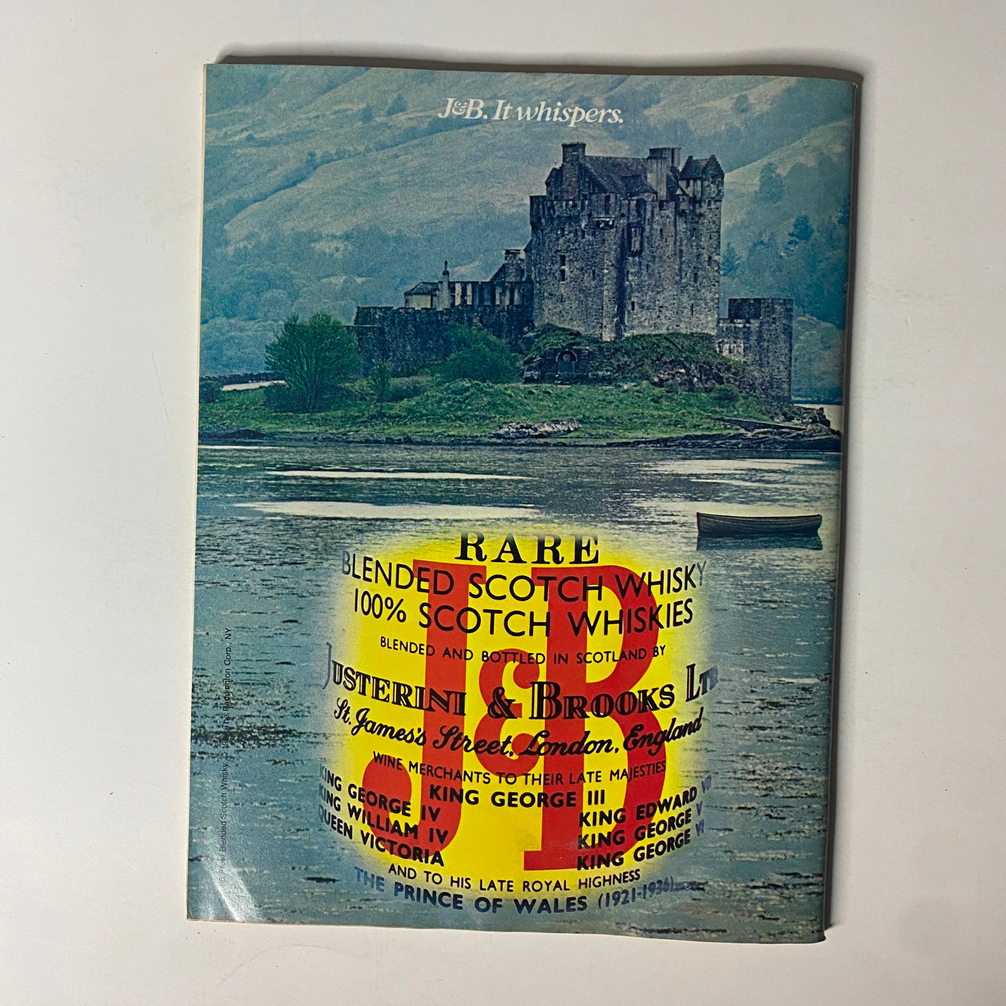 Advertisement page from Forbes Magazine August 27, 1984 displaying a vintage design for J&B Scotch whisky, emphasizing its rare qualities.
