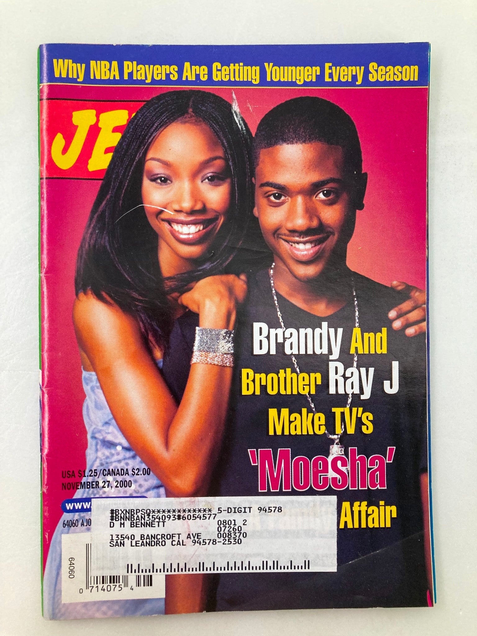 Jet Magazine November 27 2000 Vol 98 #22 Brandy and Brother Ray J in 'Moesha'