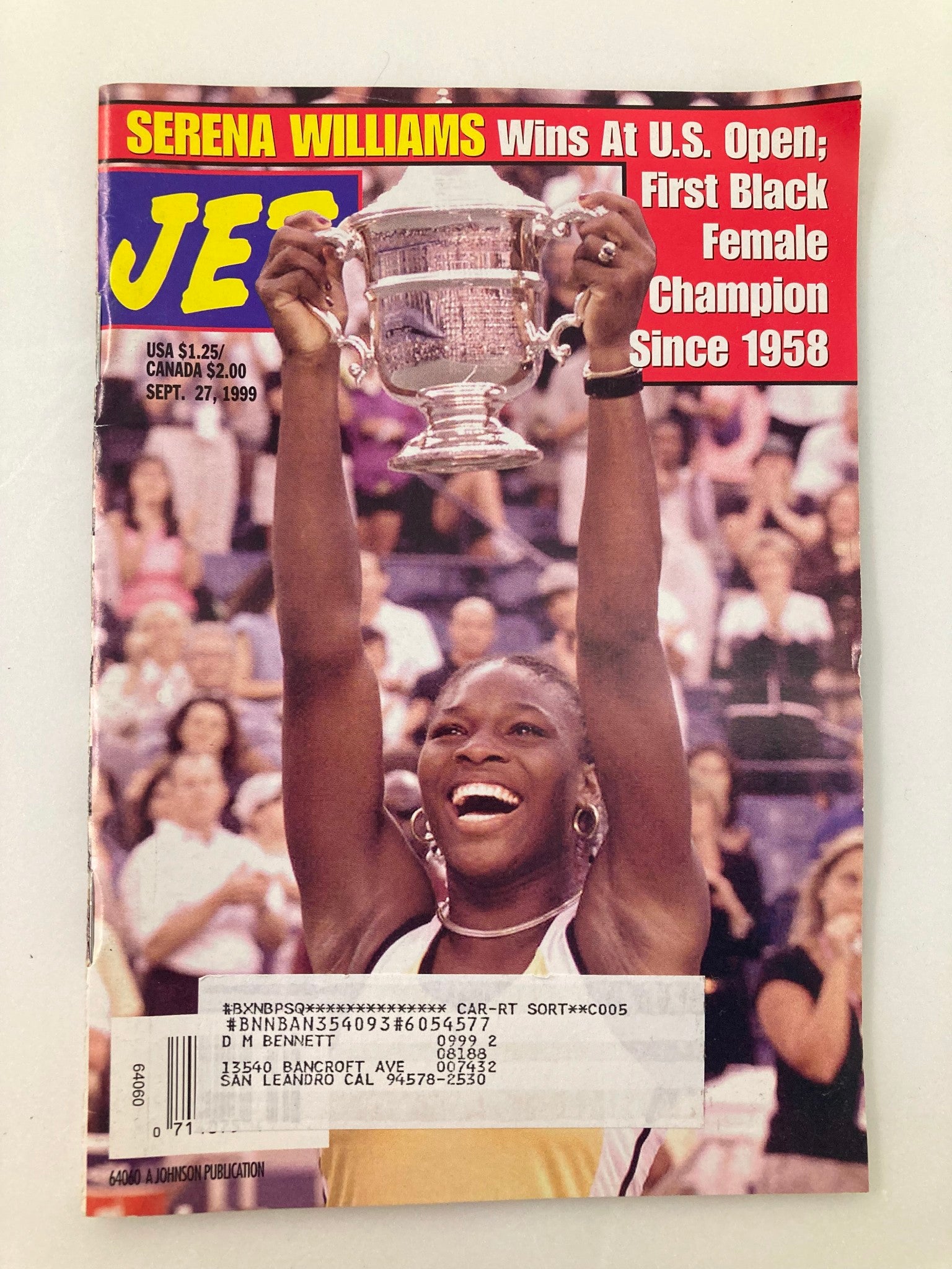 Jet Magazine September 27 1999 Vol 96 #17 Serena Williams Wins at U.S. Open