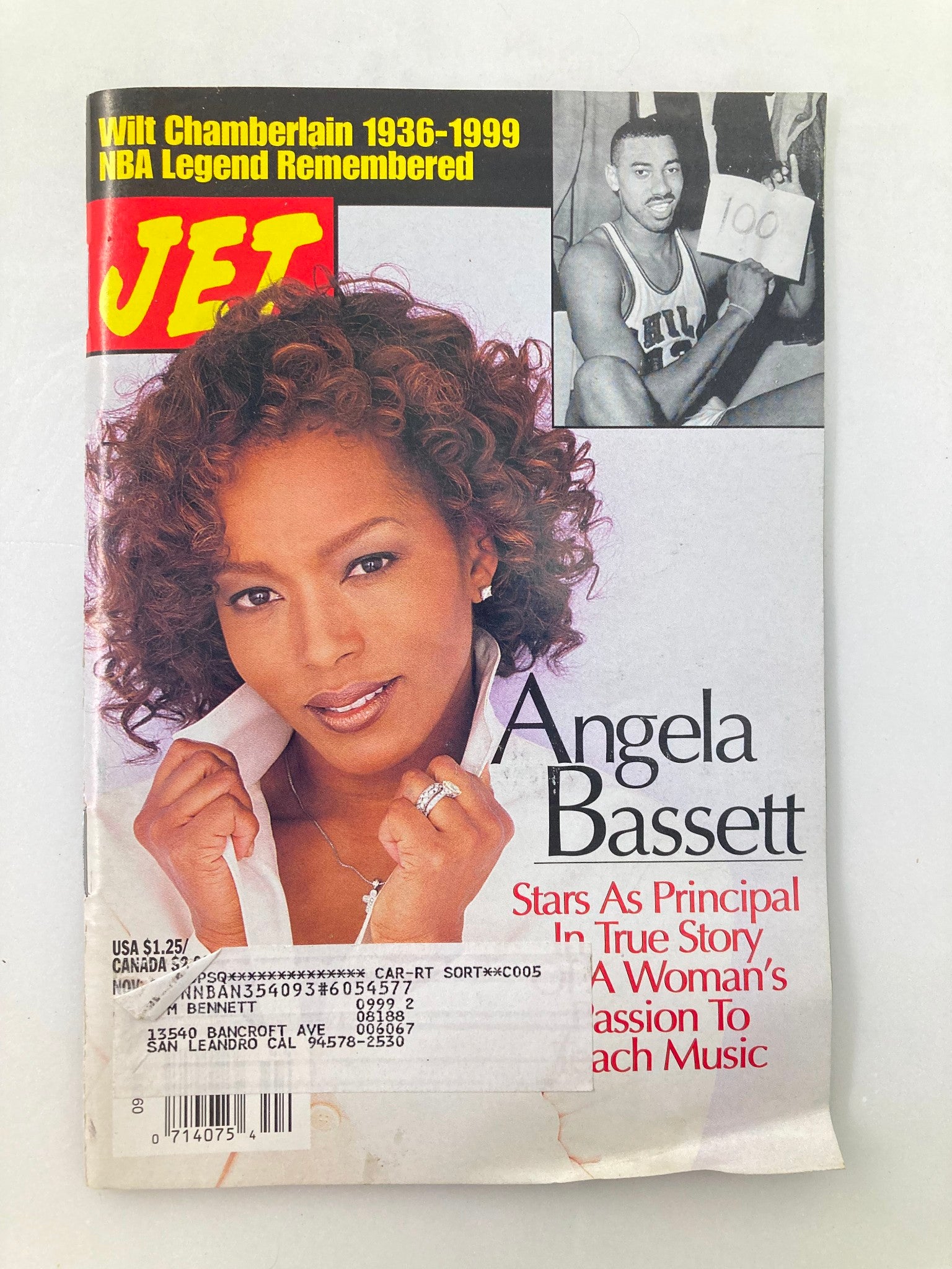 Jet Magazine November 1 1999 Vol 97 #22 Angela Bassett and Wilt Chamberlain