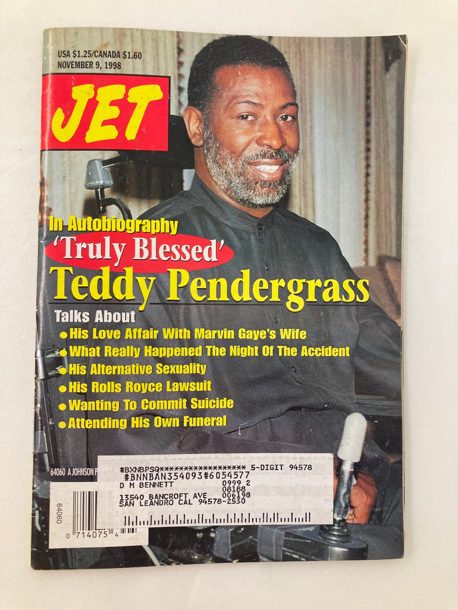 Jet Magazine November 9 1998 Vol 94 #24 Teddy Pendergrass & Evonia Shields