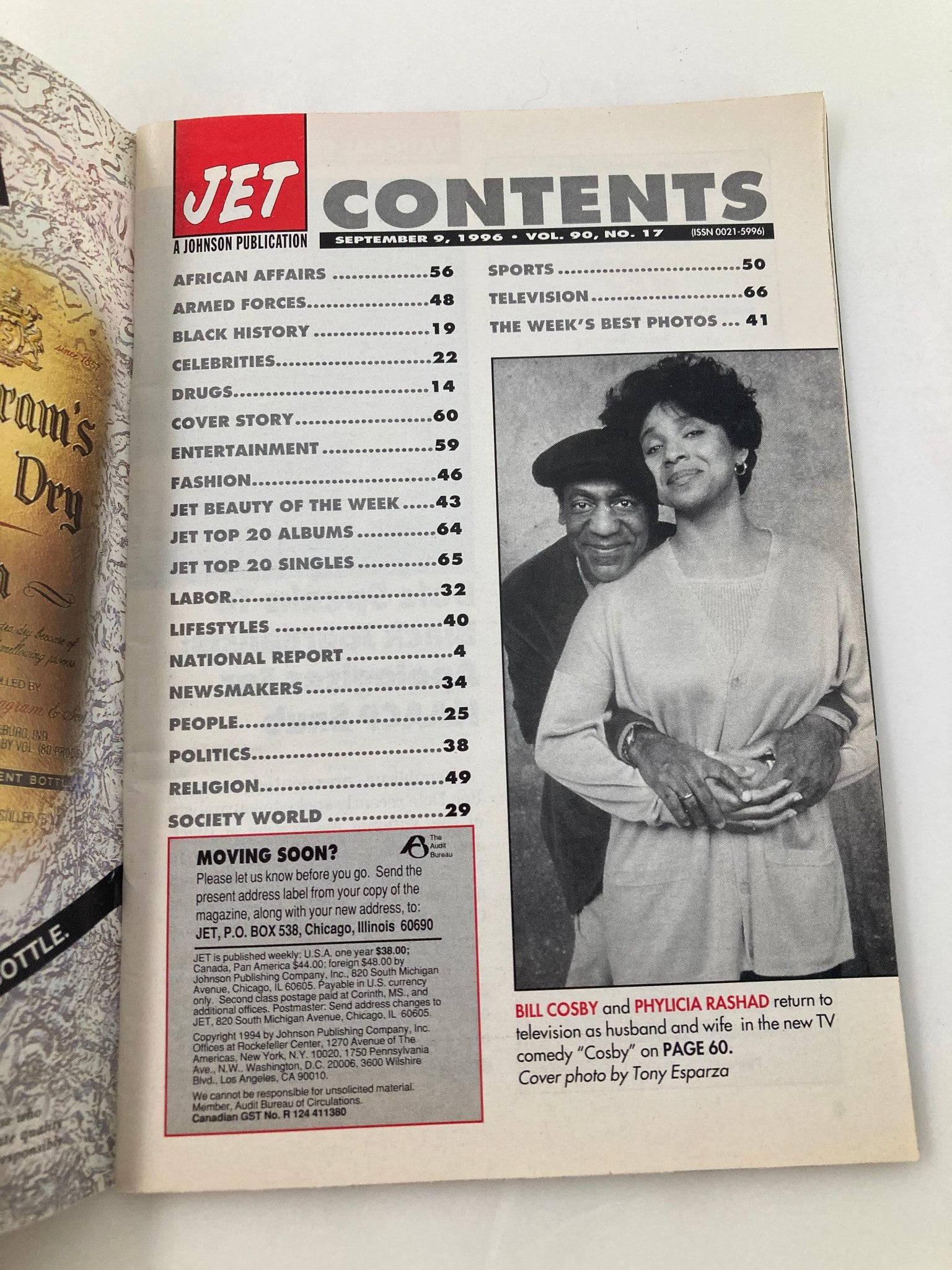 Jet Magazine September 9 1996 Vol 90 #17 Bill Cosby and Phyllicia Rashad