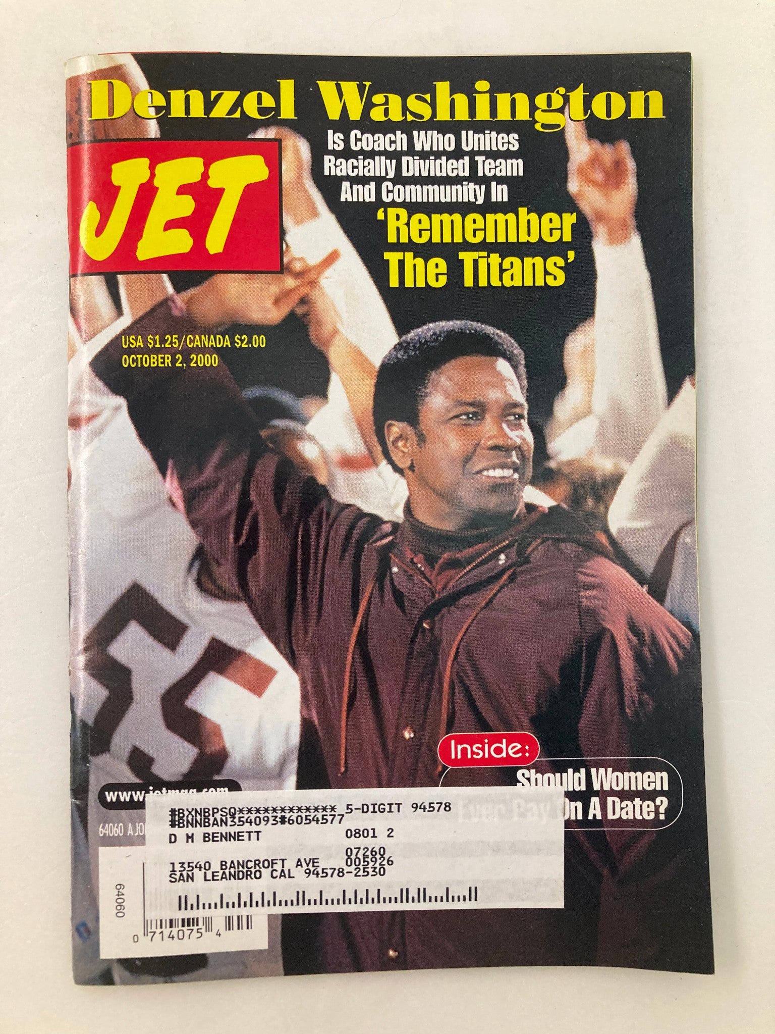 Jet Magazine October 2 2000 Vol 98 #17 Denzel Washington 'Remember The Titans'