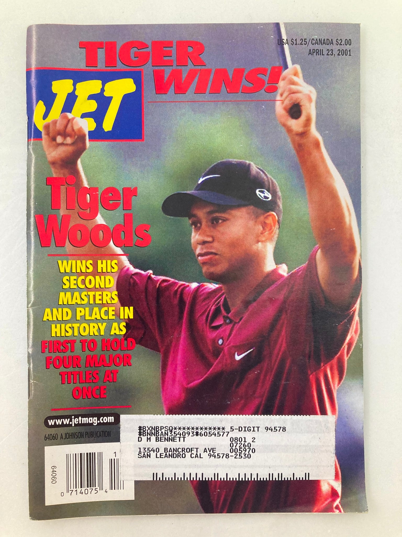 Jet Magazine April 23 2001 Vol 99 #19 Tiger Woods Receives Second Green Masters