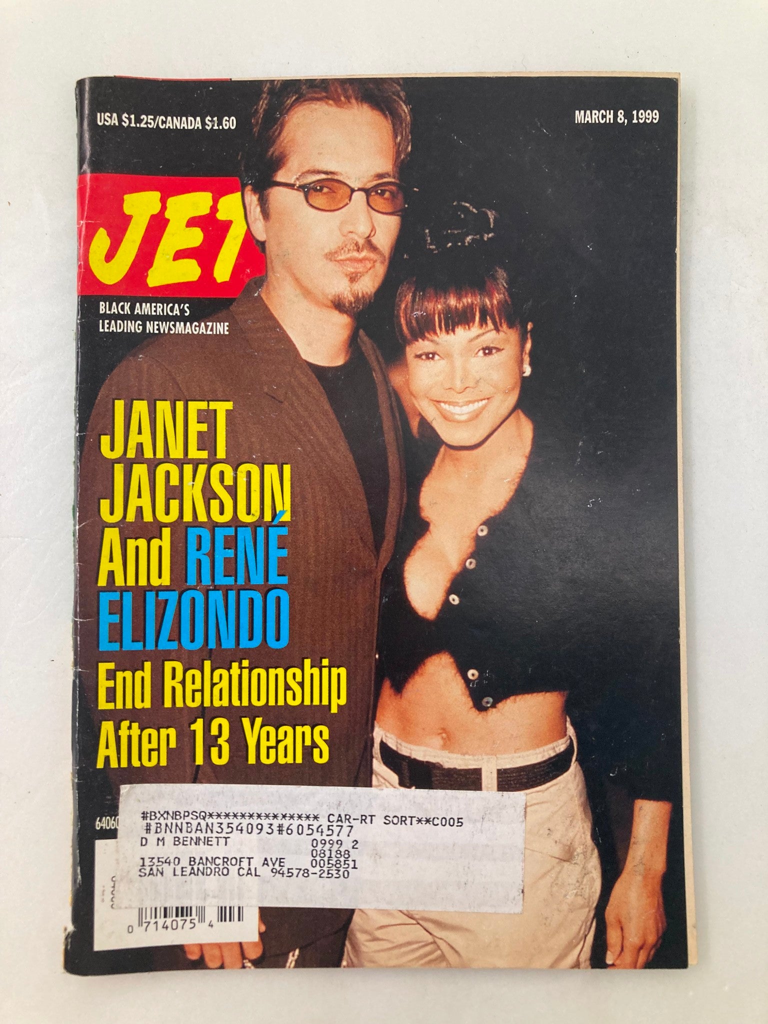 Jet Magazine March 8 1999 Vol 95 #14 Janet Jackson and Rene Elizondo