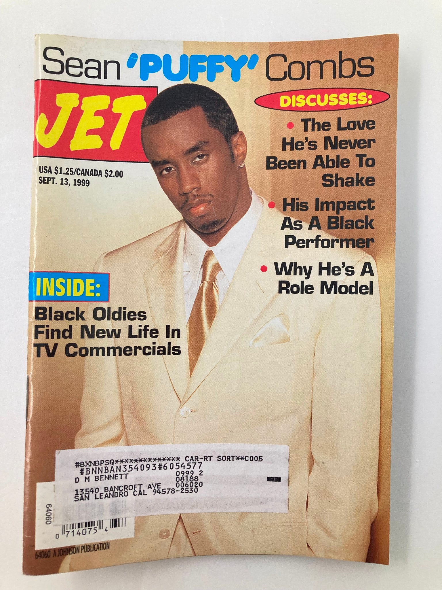 Jet Magazine September 13 1999 Vol 96 #15 Sean 'Puffy' Combs He's a Role Model