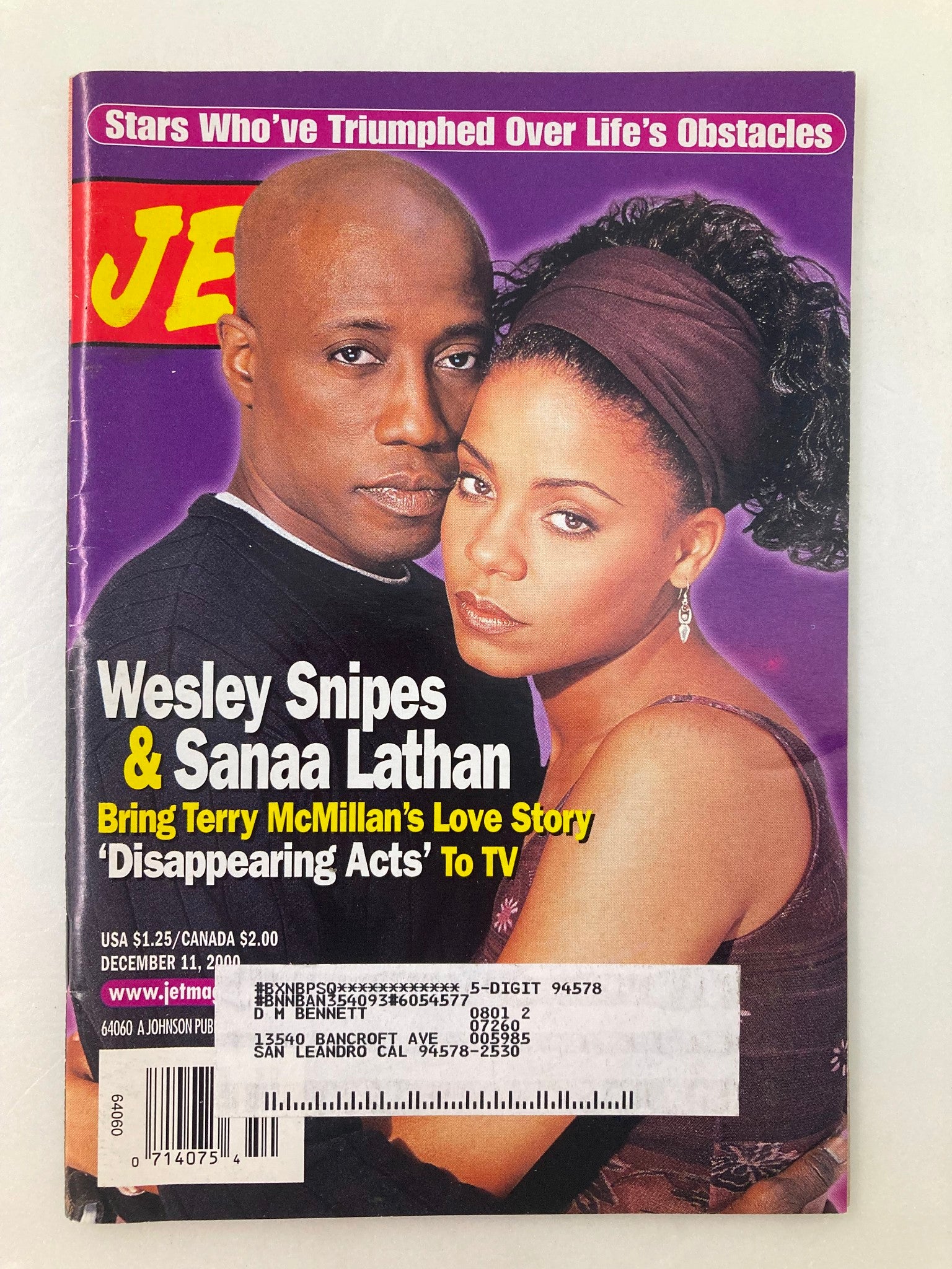 Jet Magazine December 11 2000 Vol 99 #1 Wesley Snipes and Sanaa Lathan