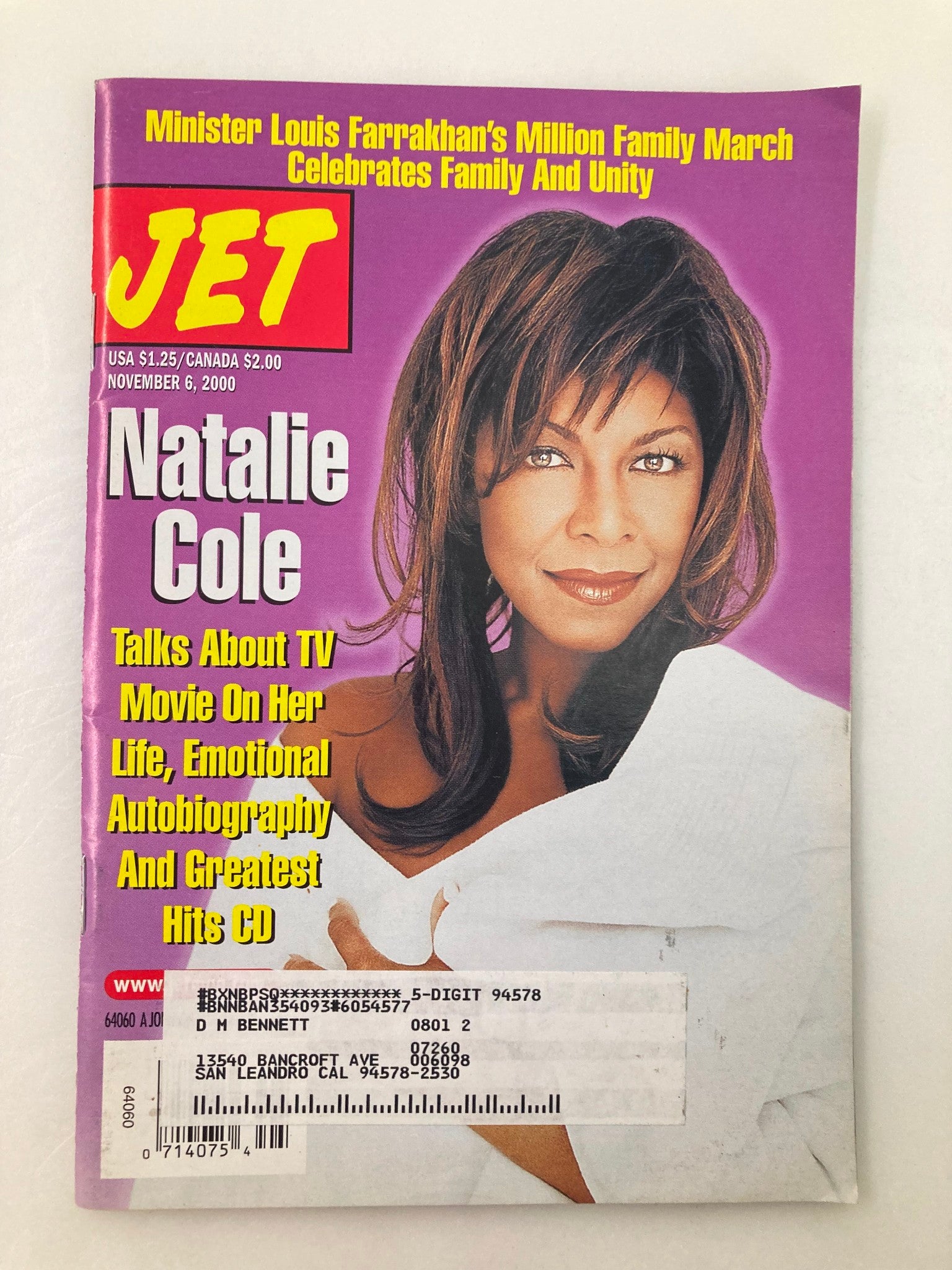 Jet Magazine November 6 2000 Vol 98 #22 Natalie Cole & Minister Louis Farrakhan