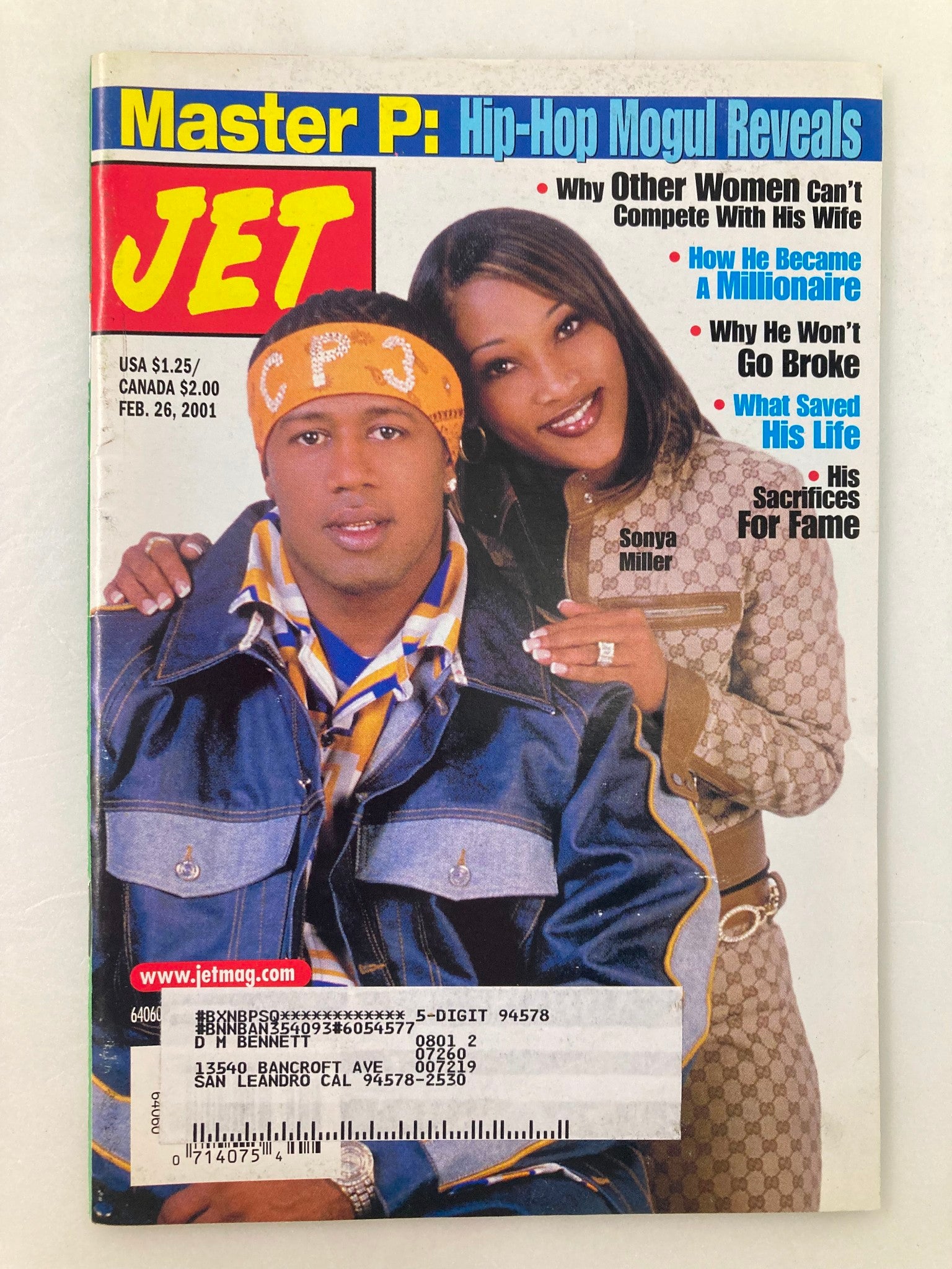 Jet Magazine February 26 2001 Vol 99 #11 Master P and Wife Sonya Miller