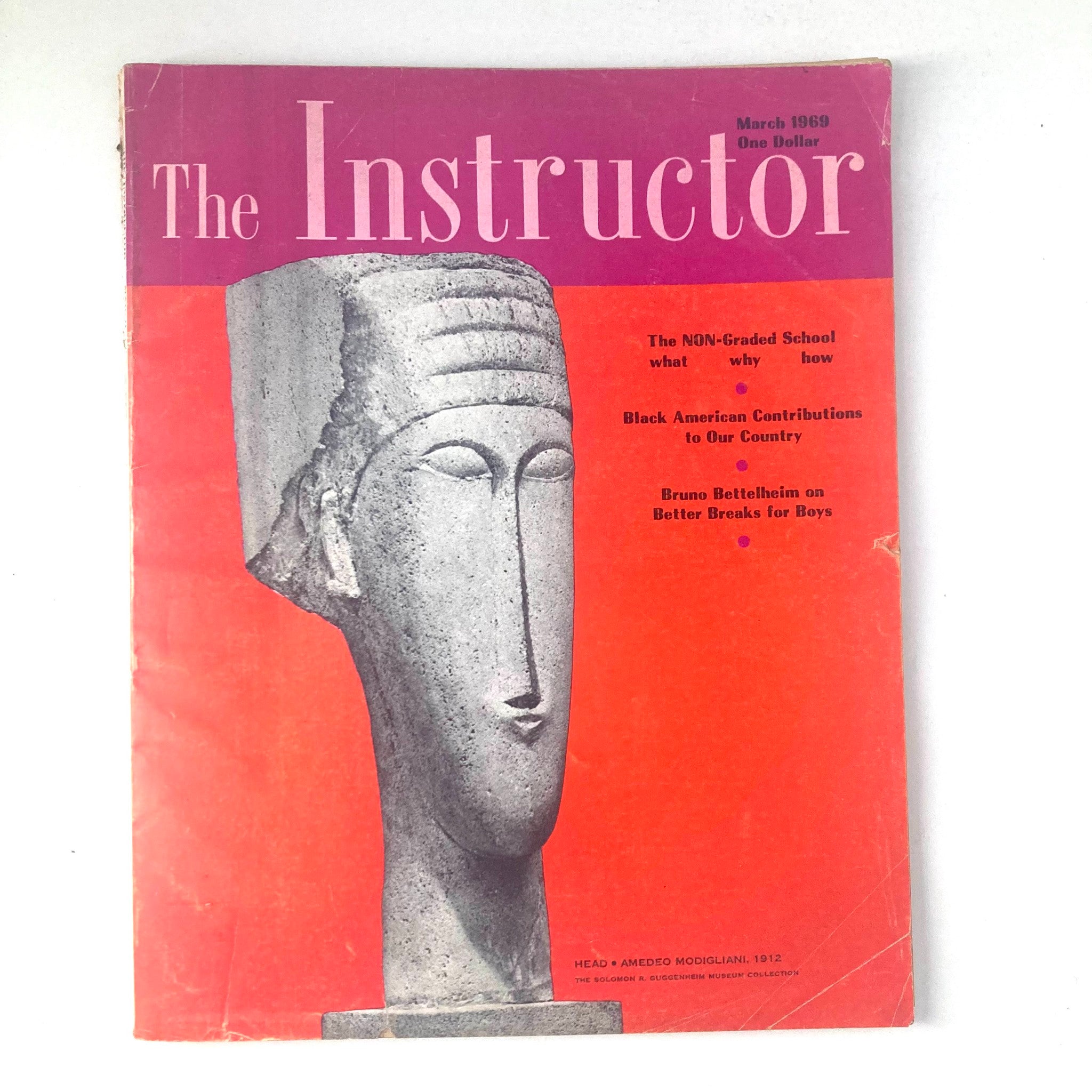 VTG The Instructor Magazine March 1969 Head - Amedeo Modiglani 1912 No Label