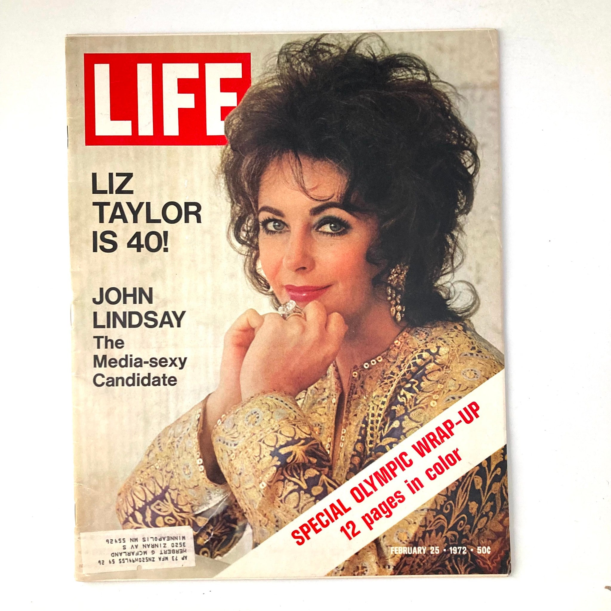 VTG Life Magazine February 25 1972 Vol 72 No. 7 Elizabeth Taylor, John Lindsay