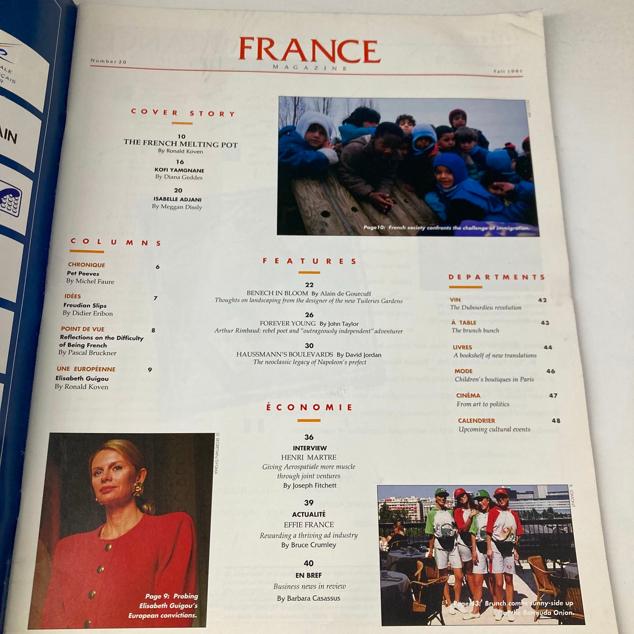 France Magazine Fall 1991 No. 20 The French Melting Pot & The Tuileries Gardener