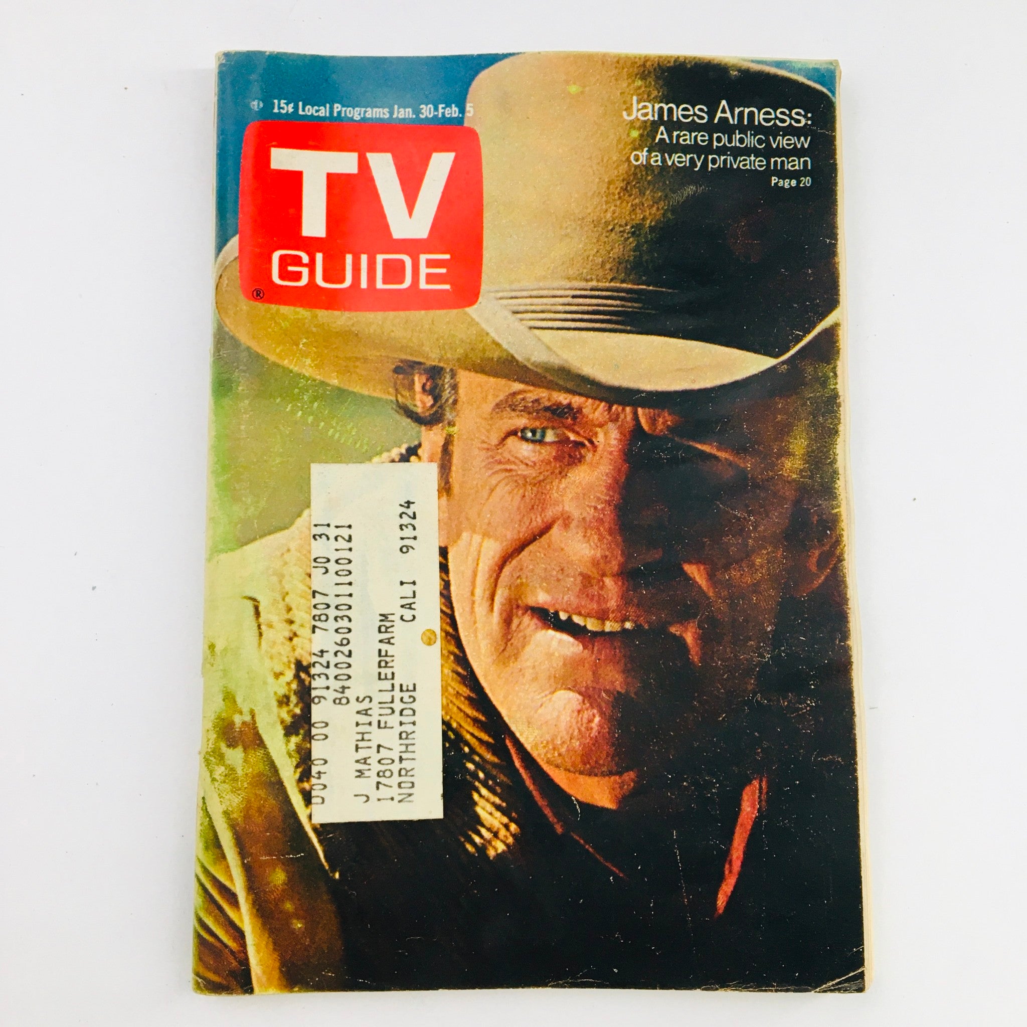 TV Guide January 30 1971 Vol 19 #5 James Arness Cover Photo, Los Angeles CA