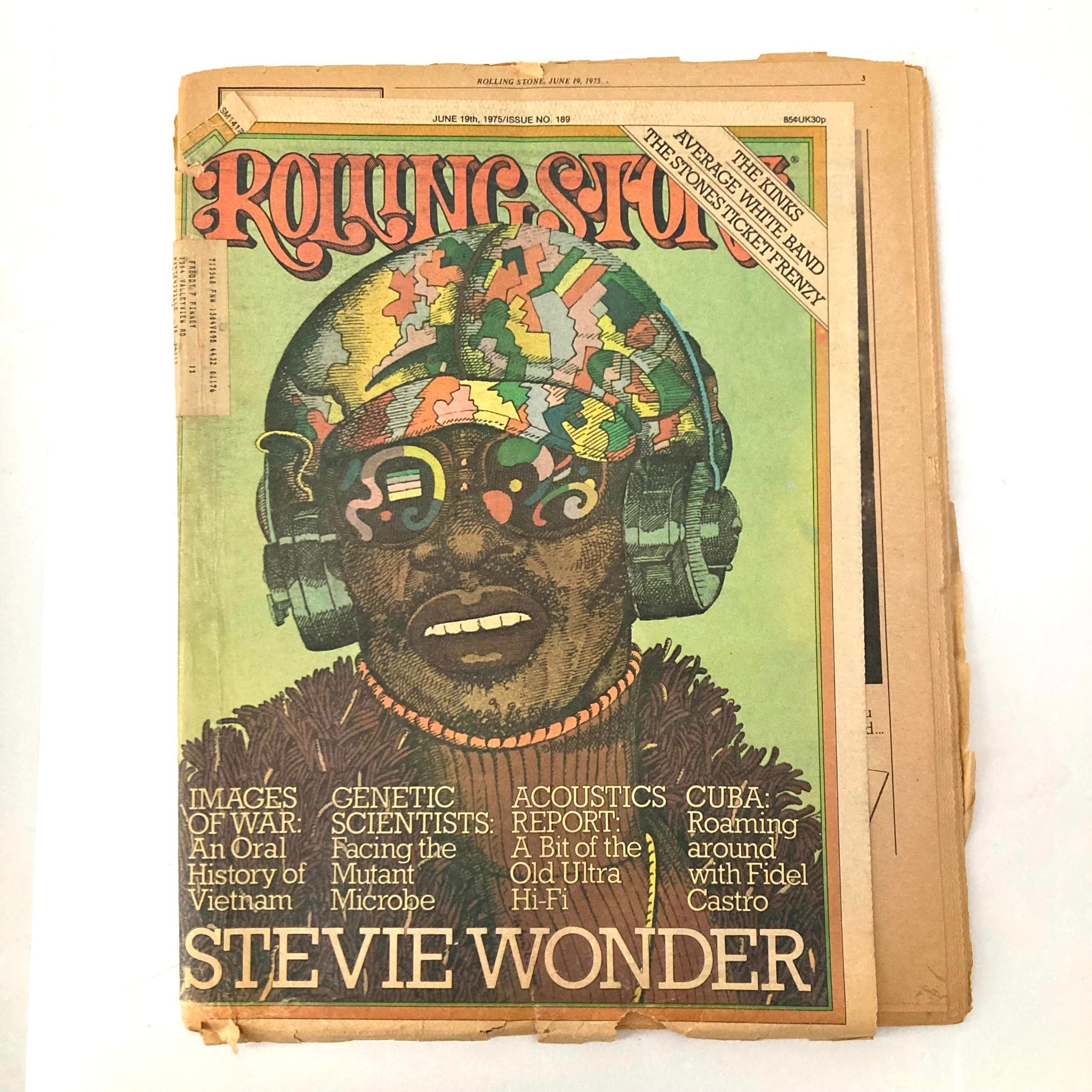 VTG Rolling Stone Magazine June 19 1975 Issue #189 Stevie Wonder & Elton John