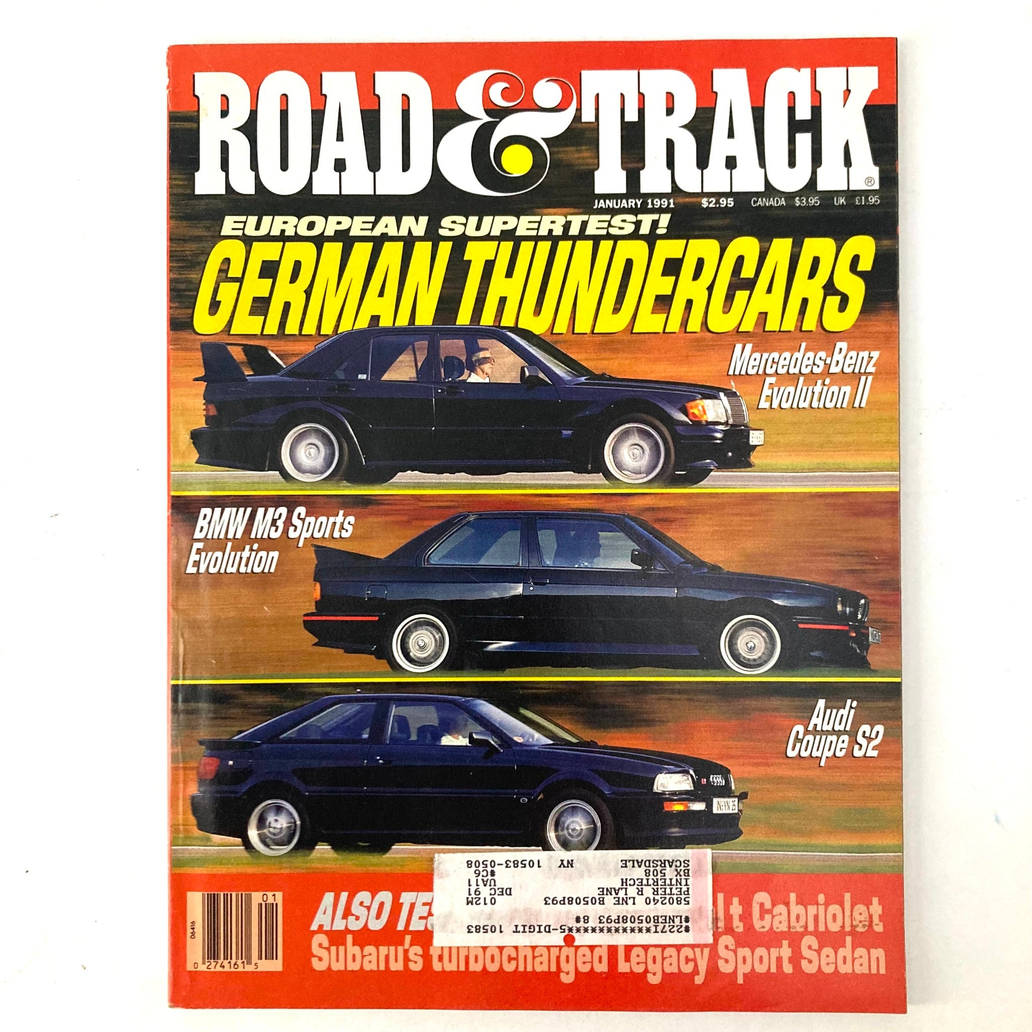 Road & Track Magazine January 1991 European Supertest German Thundercars