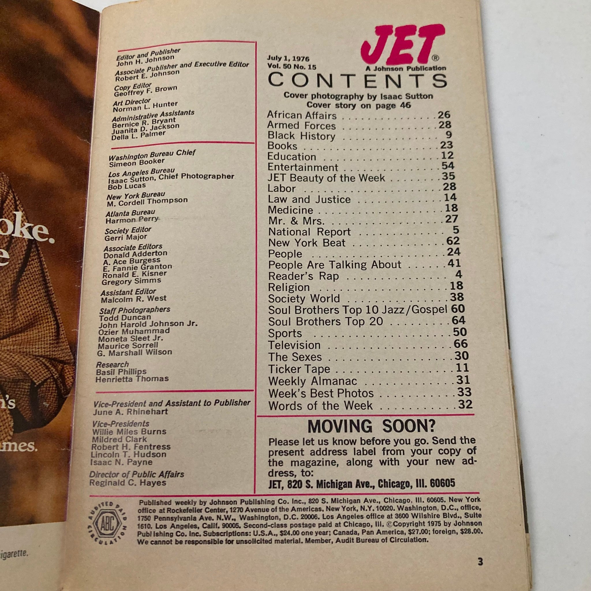 VTG Jet Magazine July 1 1976 Vol 50 No. 15 Freda Payne Showcases A Savage Style