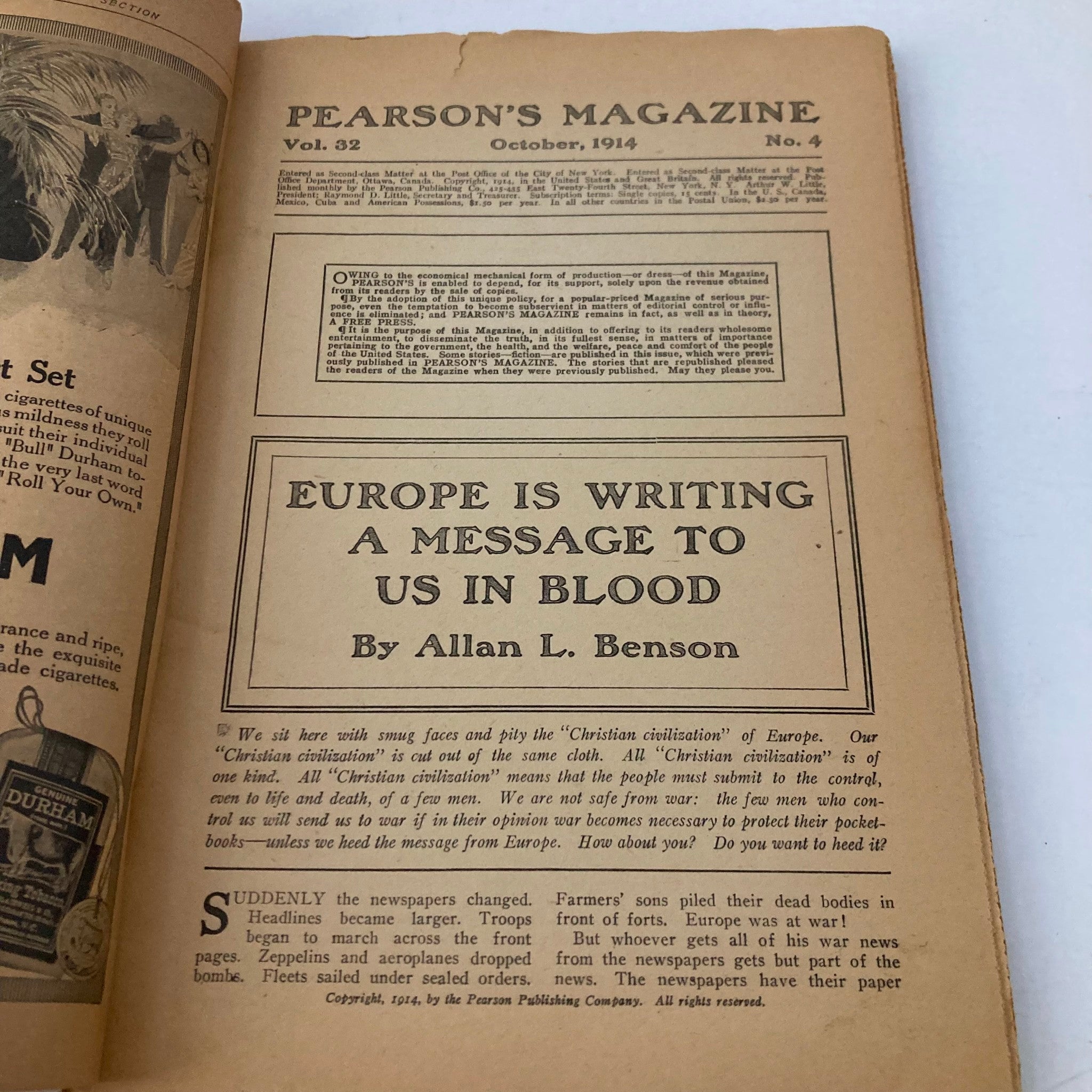 VTG Pearson's Magazine October 1914 Vol 32 No. 4 Futile Public Schools No Label