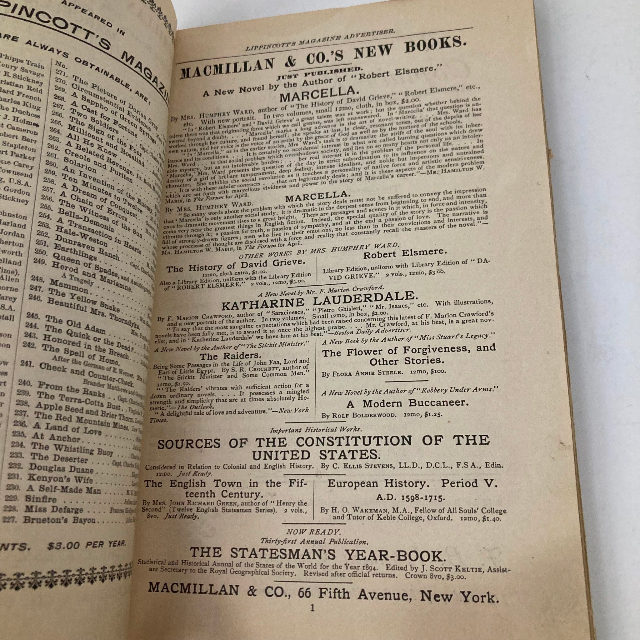 Lippincott's Magazine May 1894 Autobiography of a Professional Beauty No Label